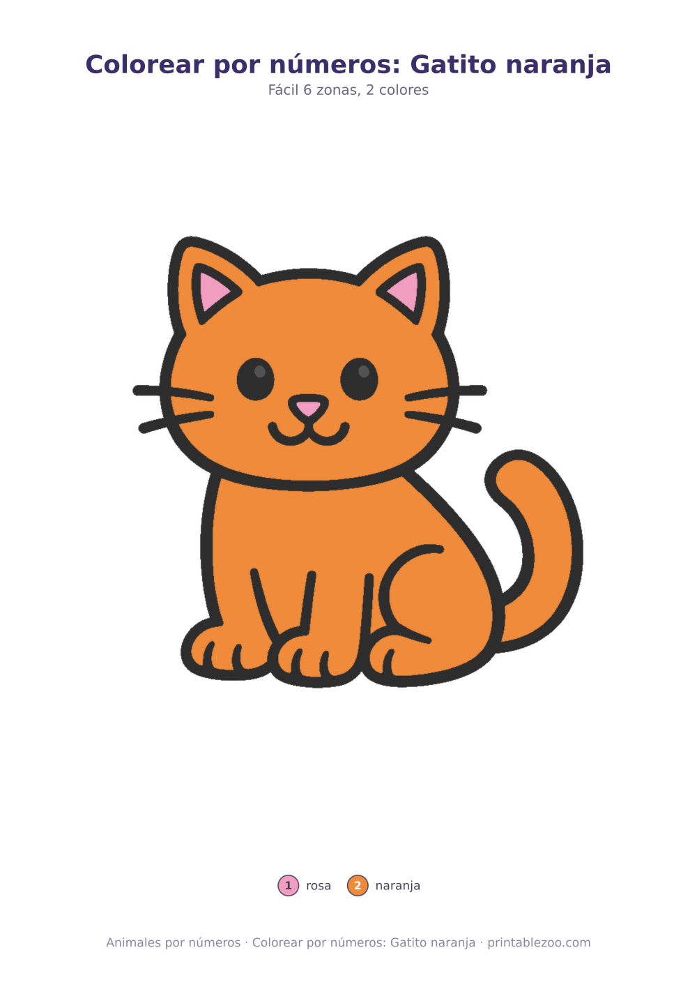 Colorear por números: Gatito naranja