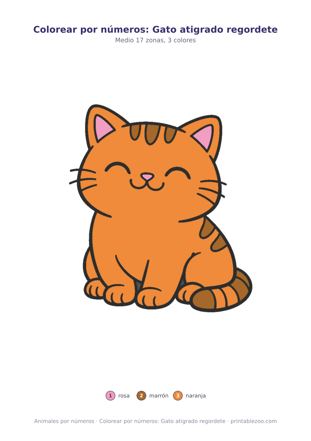 Colorear por números: Gato atigrado regordete