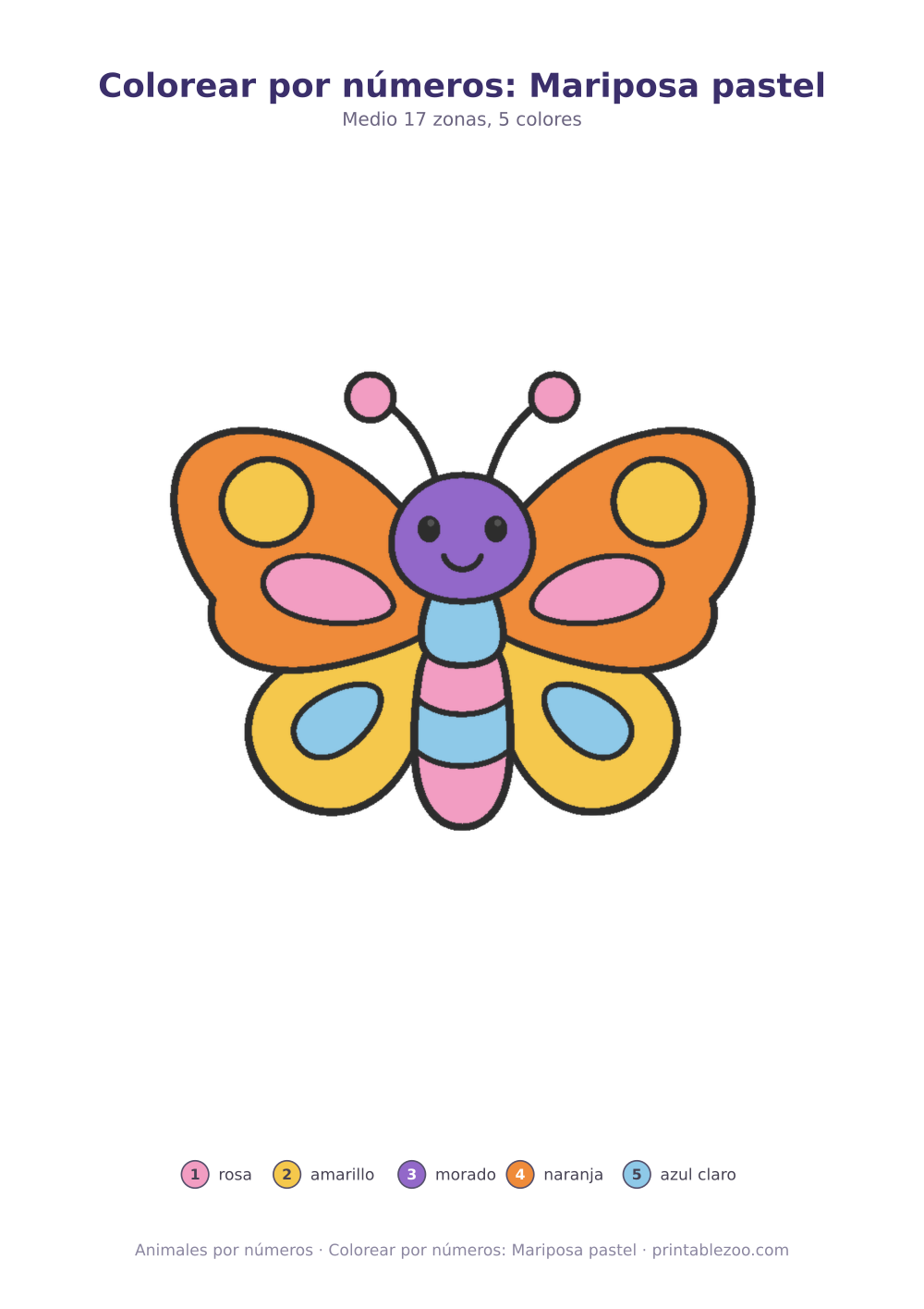 Colorear por números: Mariposa pastel