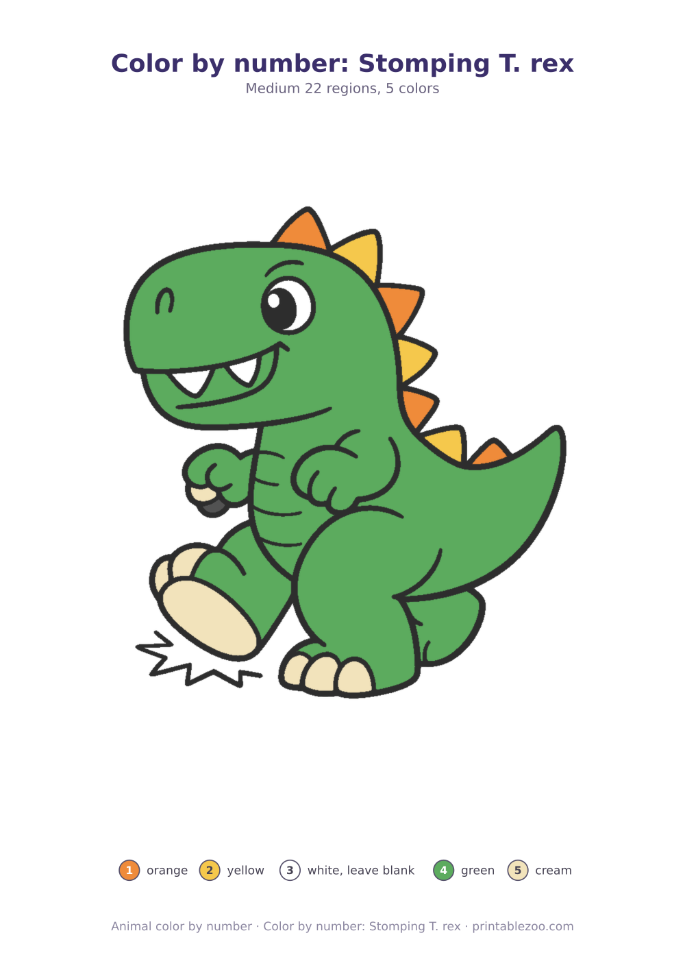 Color by number: Stomping T. rex