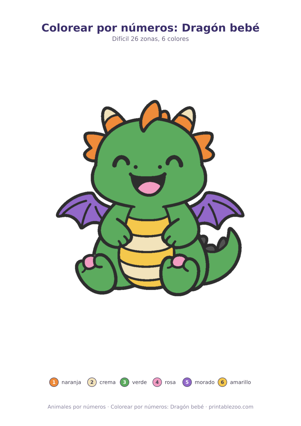 Colorear por números: Dragón bebé