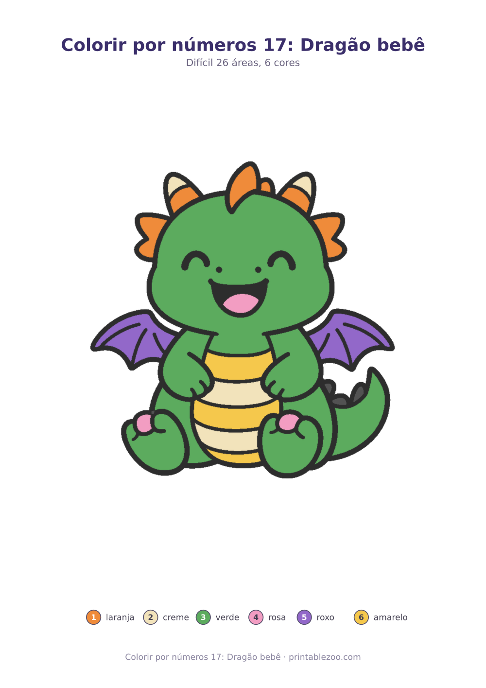 Prévia pronta para imprimir: Colorir por números 17: Dragão bebê, catálogo nº 274501