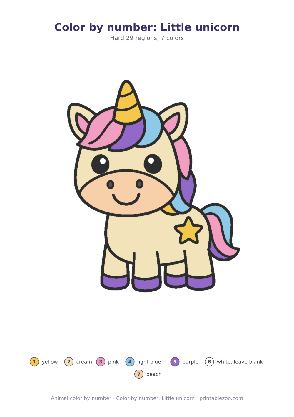 Color by number: Little unicorn