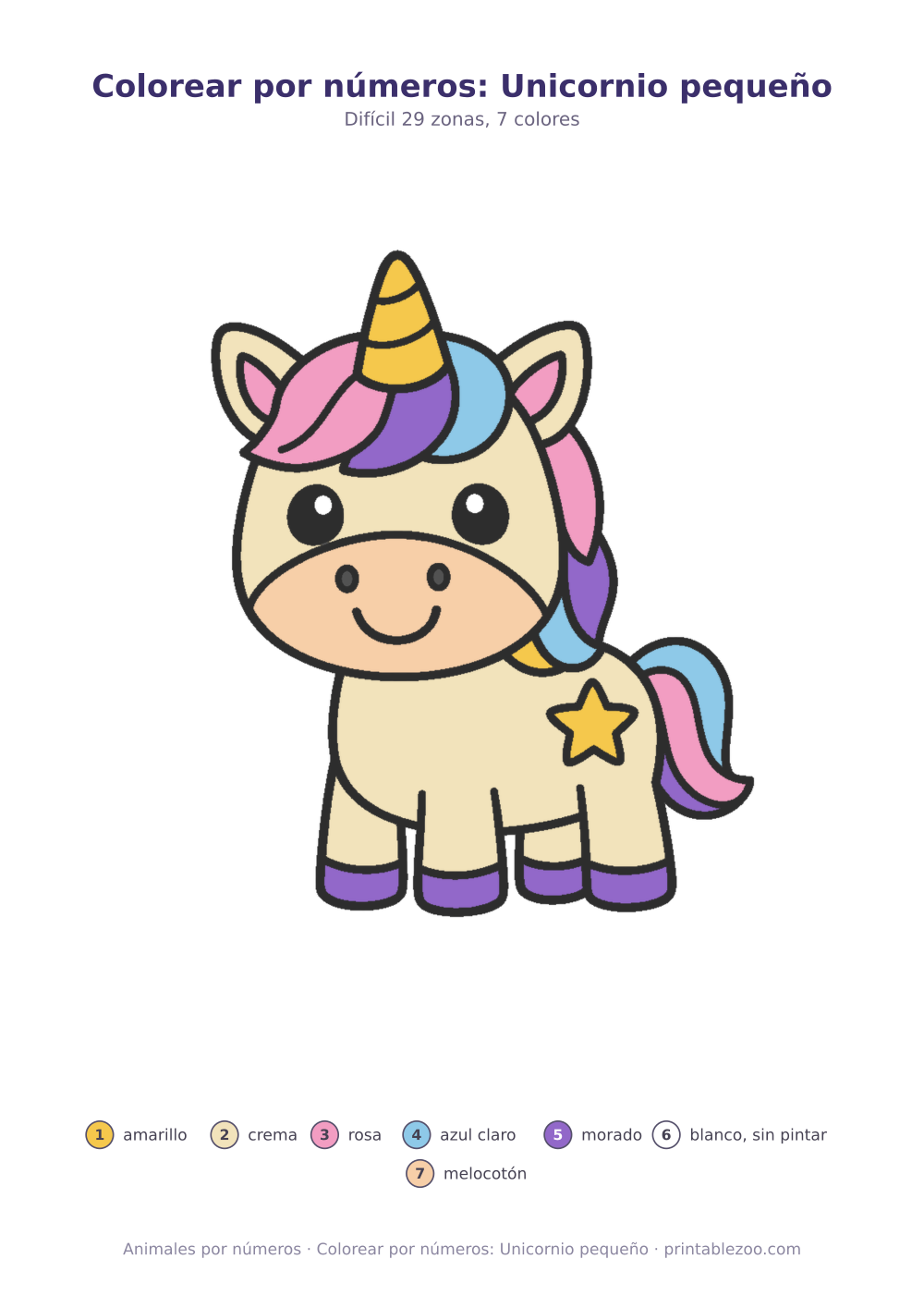 Colorear por números: Unicornio pequeño