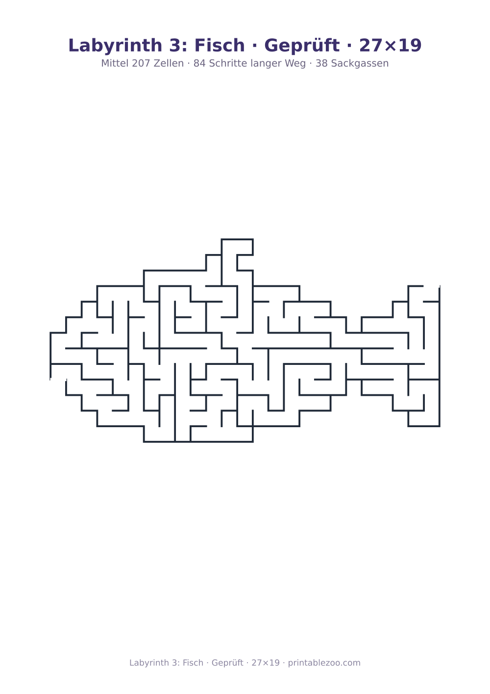 Labyrinth 3: Fisch · Geprüft · 27×19 als druckfertige Vorschau, Katalognummer 154111