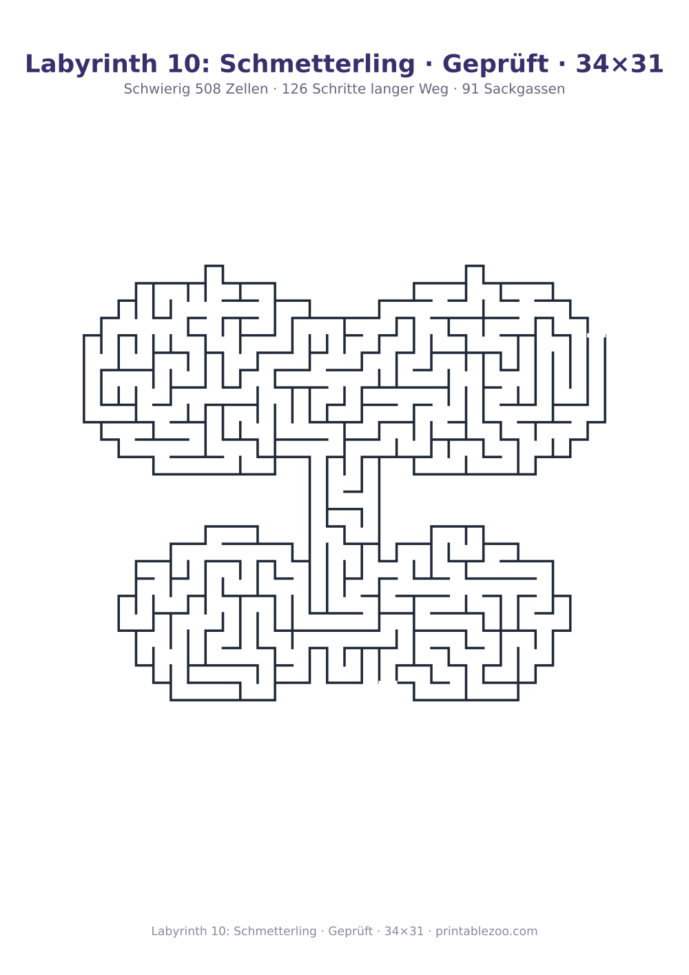 Labyrinth 10: Schmetterling · Geprüft · 34×31 als druckfertige Vorschau, Katalognummer 154221