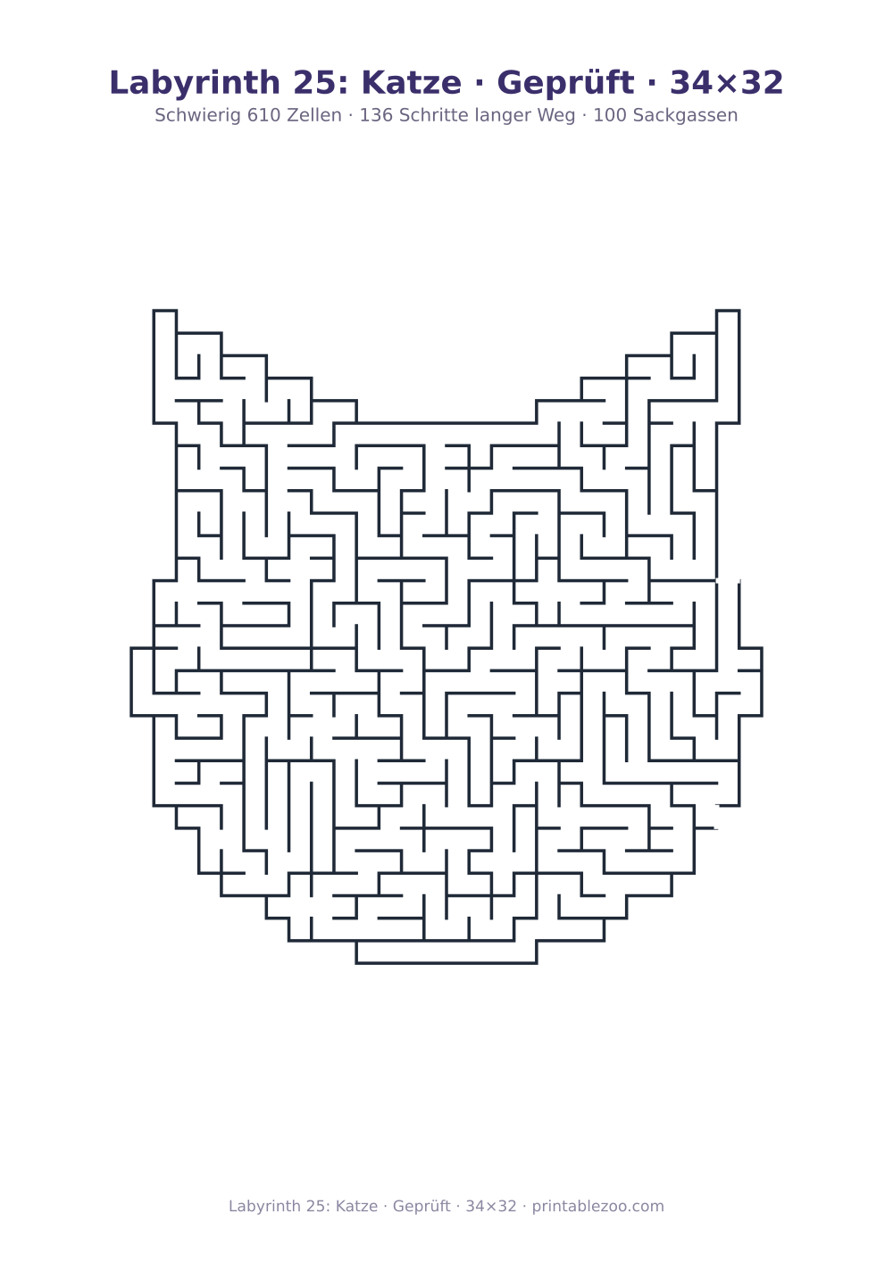 Labyrinth 25: Katze · Geprüft · 34×32 als druckfertige Vorschau, Katalognummer 154521