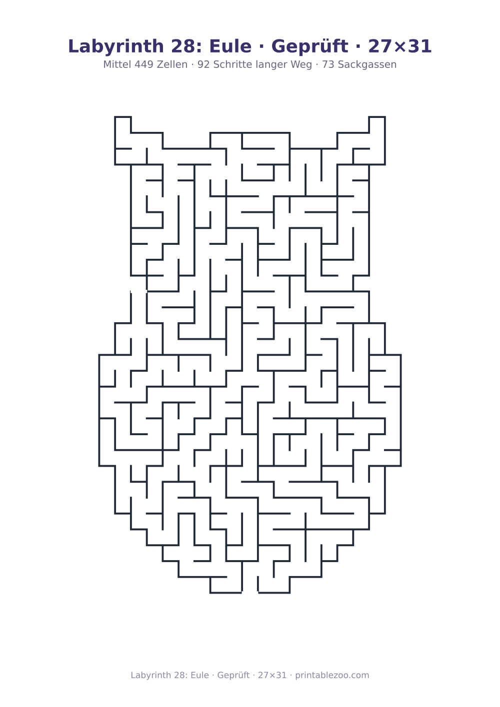 Labyrinth 28: Eule · Geprüft · 27×31 als druckfertige Vorschau, Katalognummer 154611