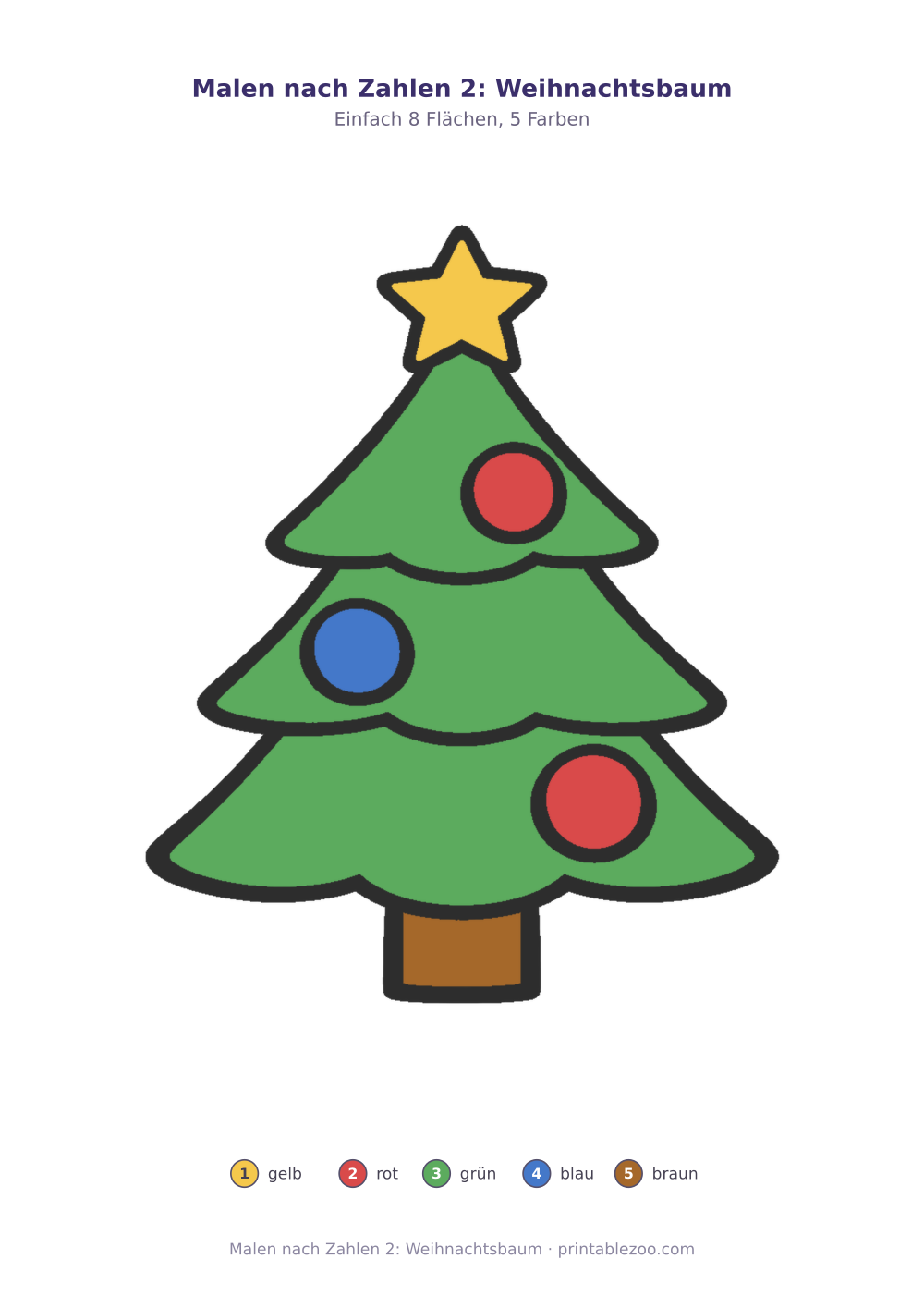Malen nach Zahlen 2: Weihnachtsbaum als druckfertige Vorschau, Katalognummer 820102