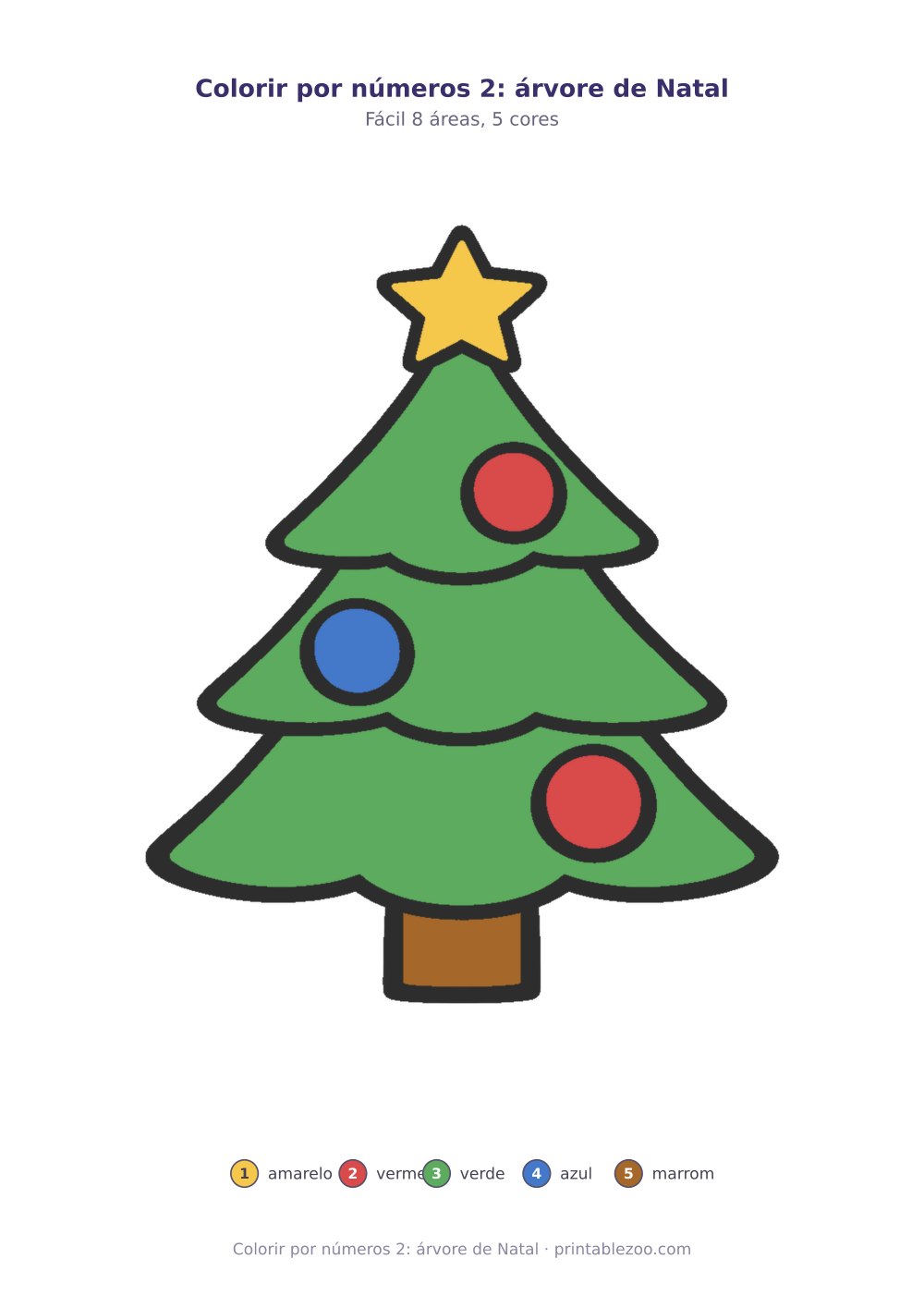 Prévia pronta para imprimir: Colorir por números 2: árvore de Natal, catálogo nº 820102