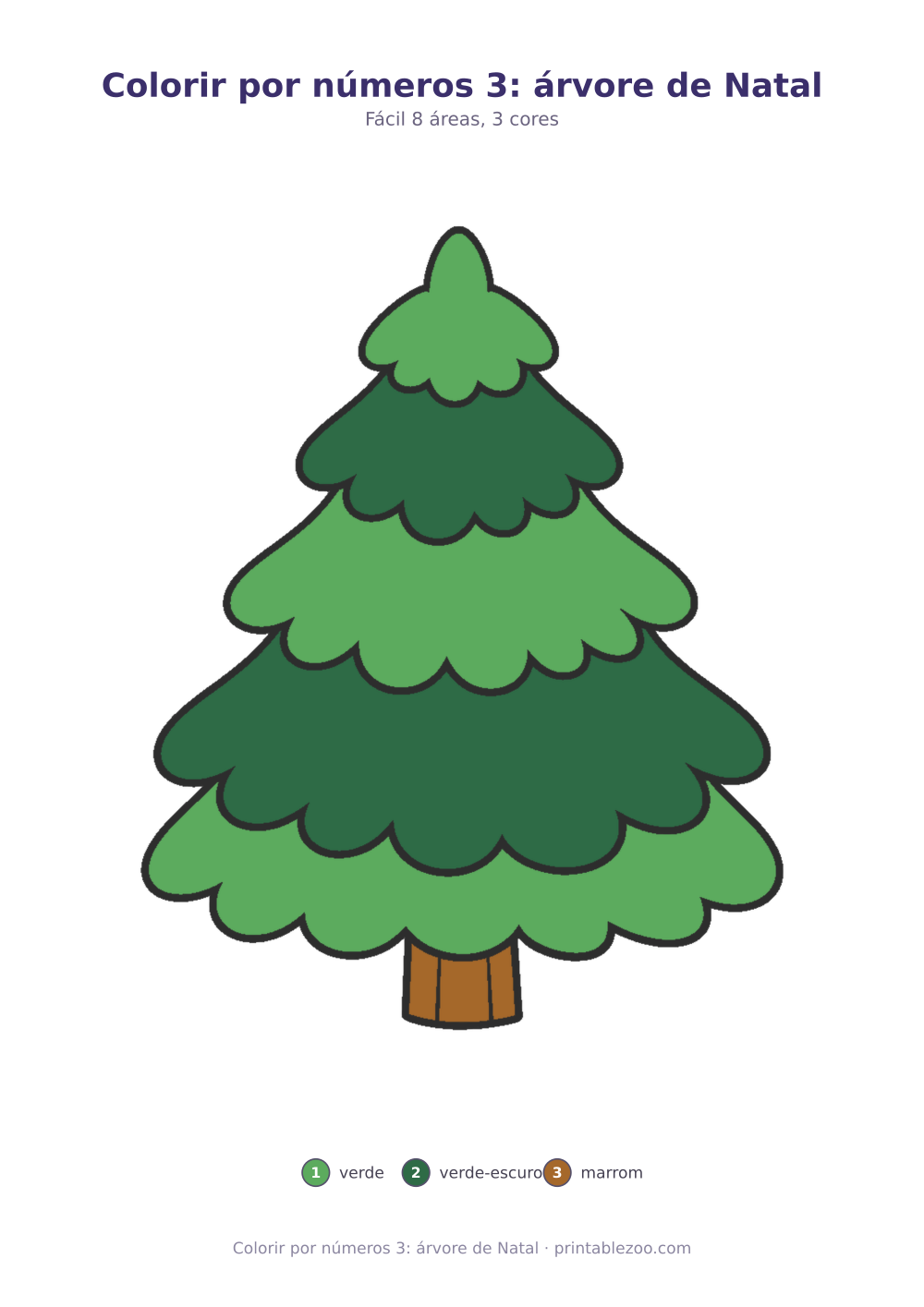 Prévia pronta para imprimir: Colorir por números 3: árvore de Natal, catálogo nº 820103