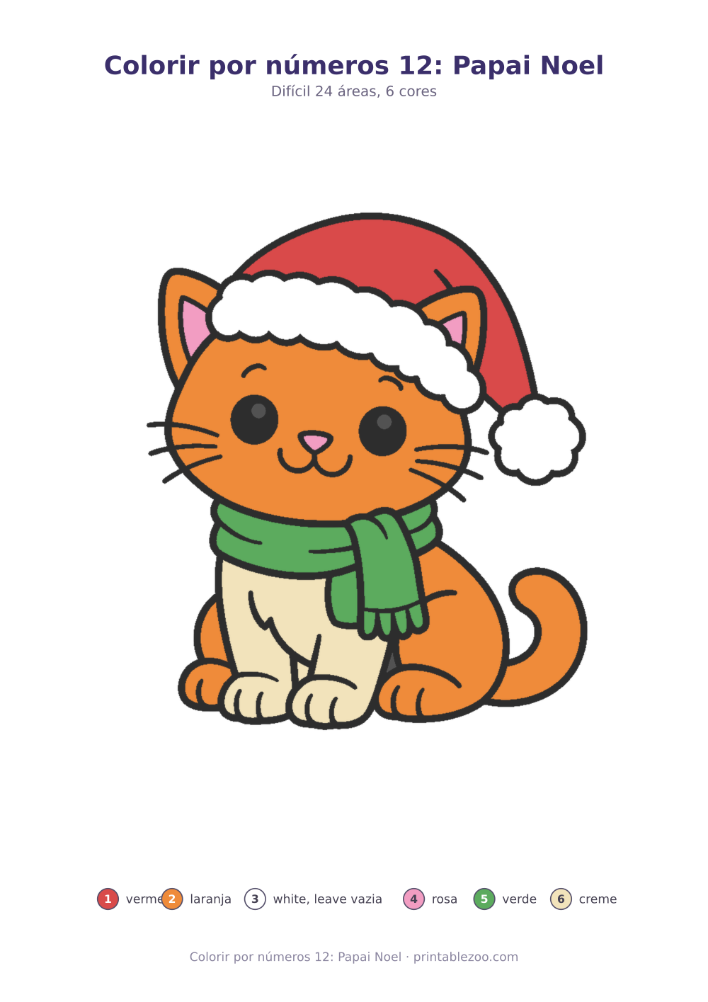 Prévia pronta para imprimir: Colorir por números 12: Papai Noel, catálogo nº 820112