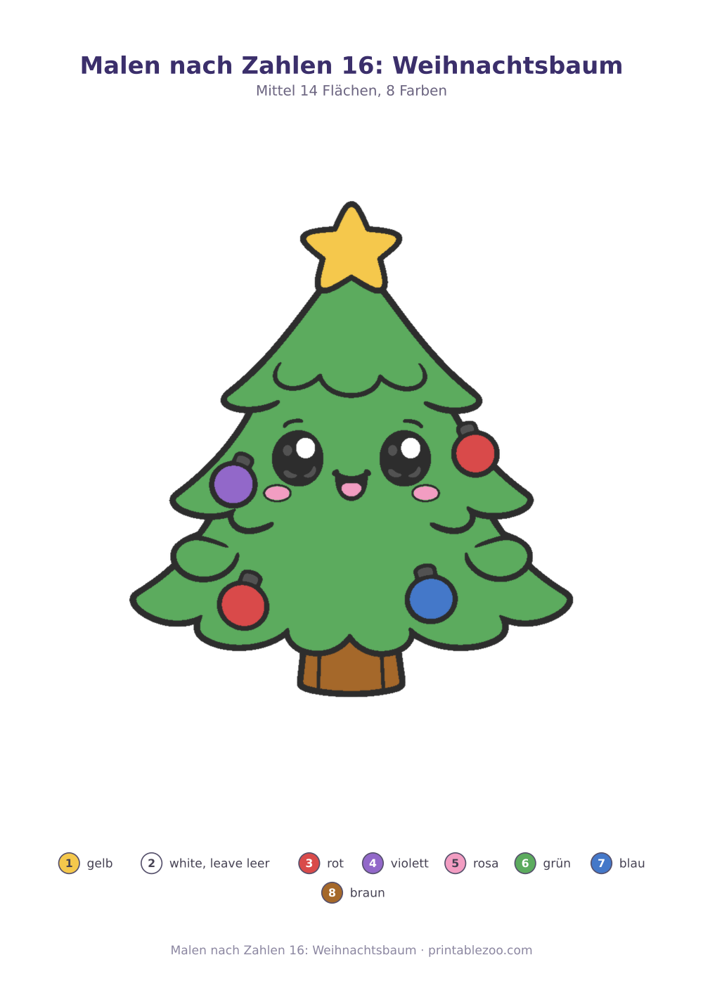 Malen nach Zahlen 16: Weihnachtsbaum als druckfertige Vorschau, Katalognummer 820116