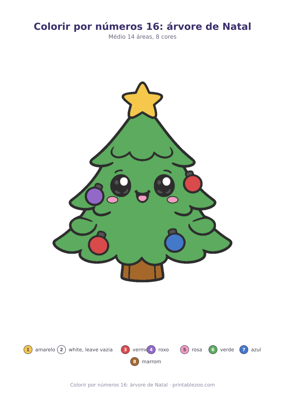 Prévia pronta para imprimir: Colorir por números 16: árvore de Natal, catálogo nº 820116