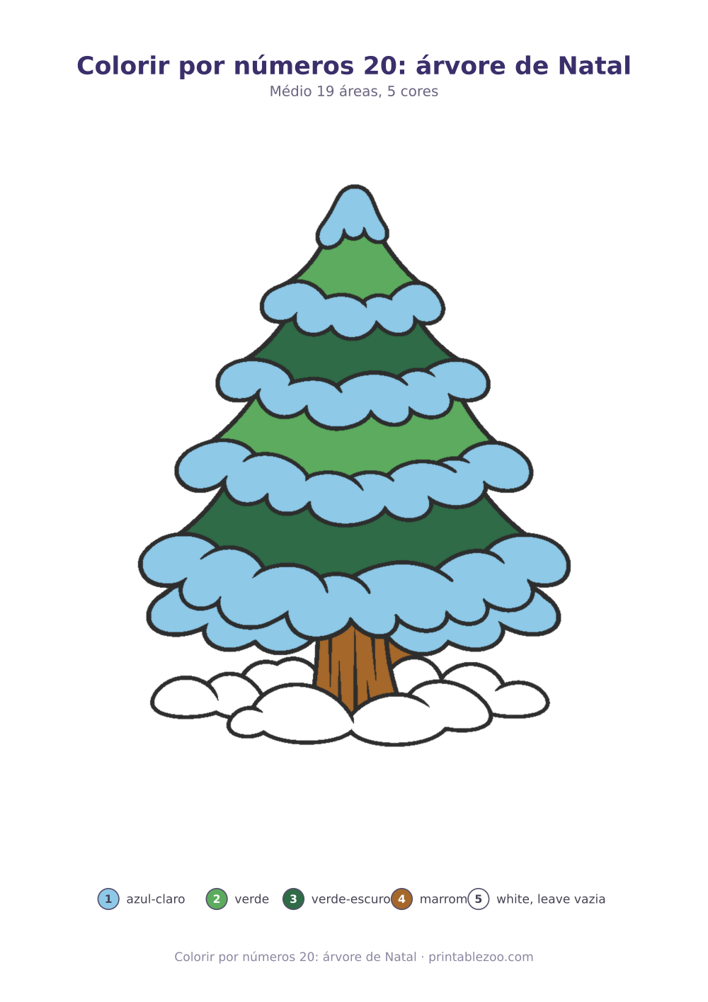 Prévia pronta para imprimir: Colorir por números 20: árvore de Natal, catálogo nº 820120