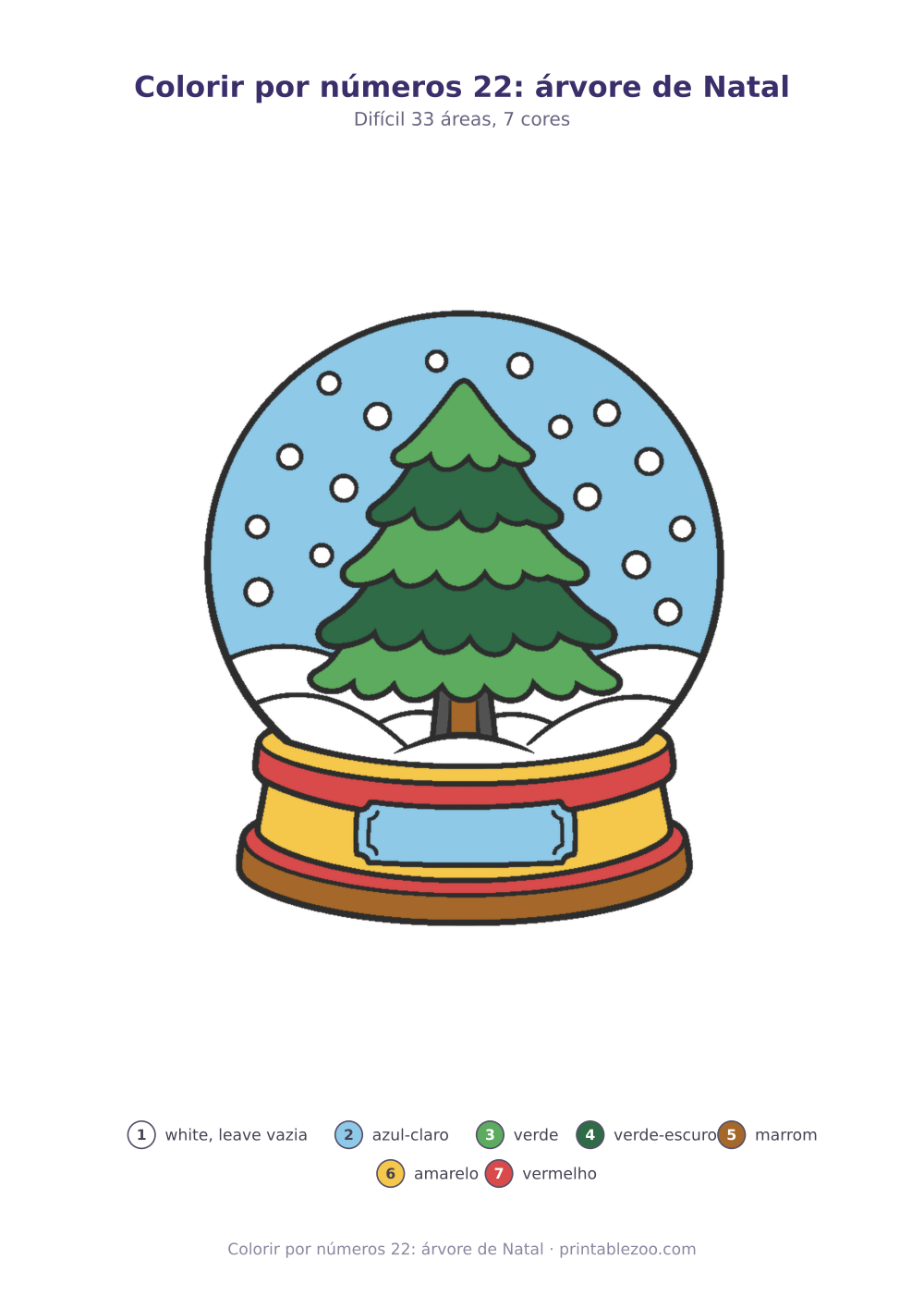 Prévia pronta para imprimir: Colorir por números 22: árvore de Natal, catálogo nº 820122