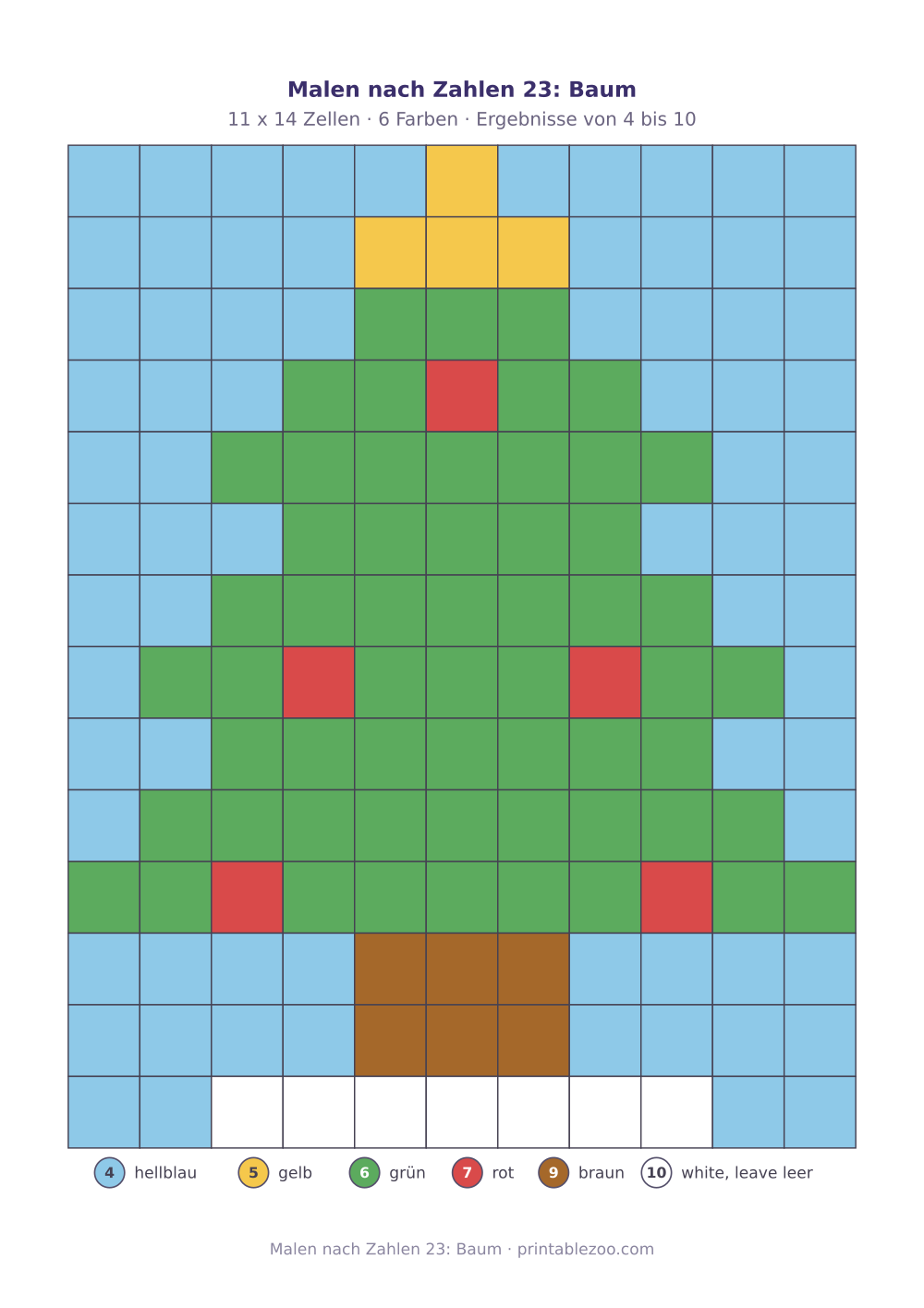 Malen nach Zahlen 23: Baum als druckfertige Vorschau, Katalognummer 820123