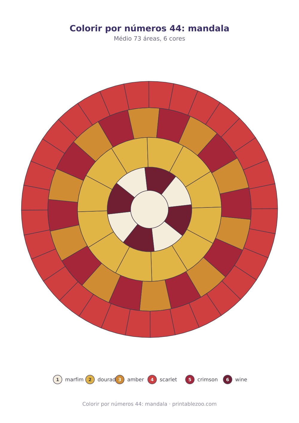 Prévia pronta para imprimir: Colorir por números 44: mandala, catálogo nº 820144