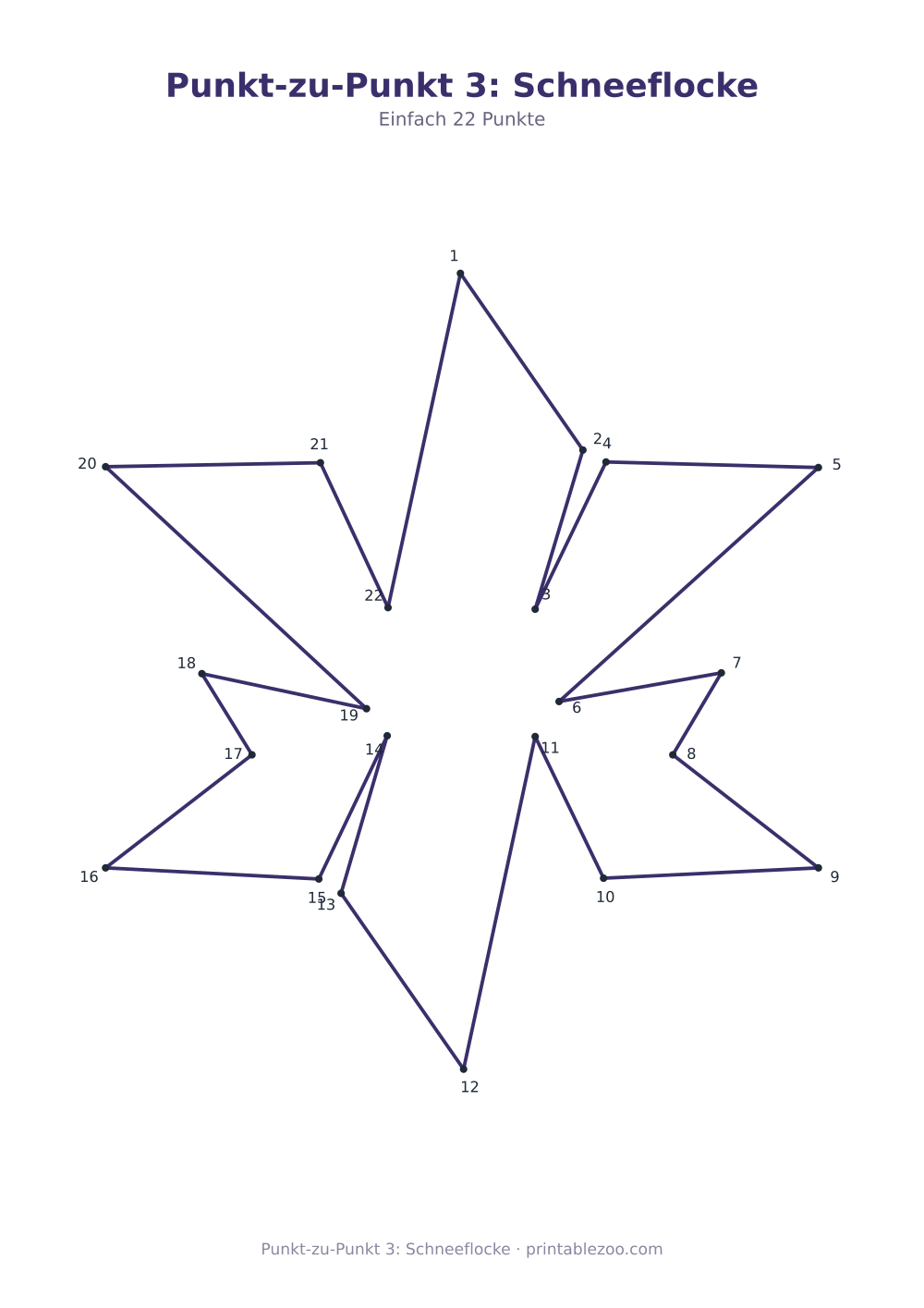Punkt-zu-Punkt 3: Schneeflocke als druckfertige Vorschau, Katalognummer 272103 Rätsel Nr. 272103.