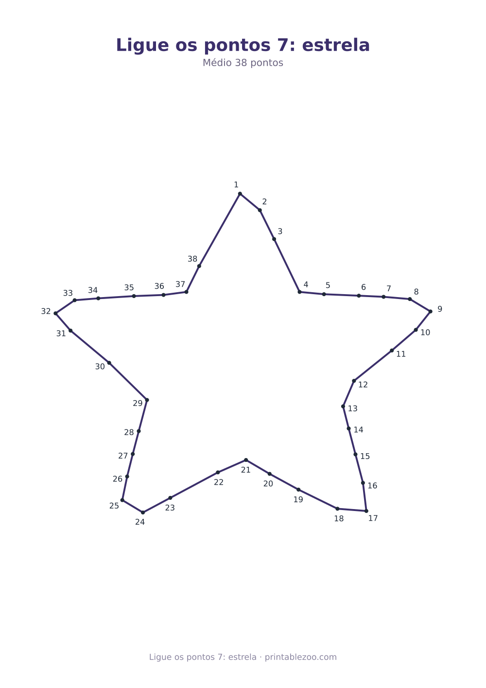 Prévia pronta para imprimir: Ligue os pontos 7: estrela, catálogo nº 272201 Passatempo nº 272201.