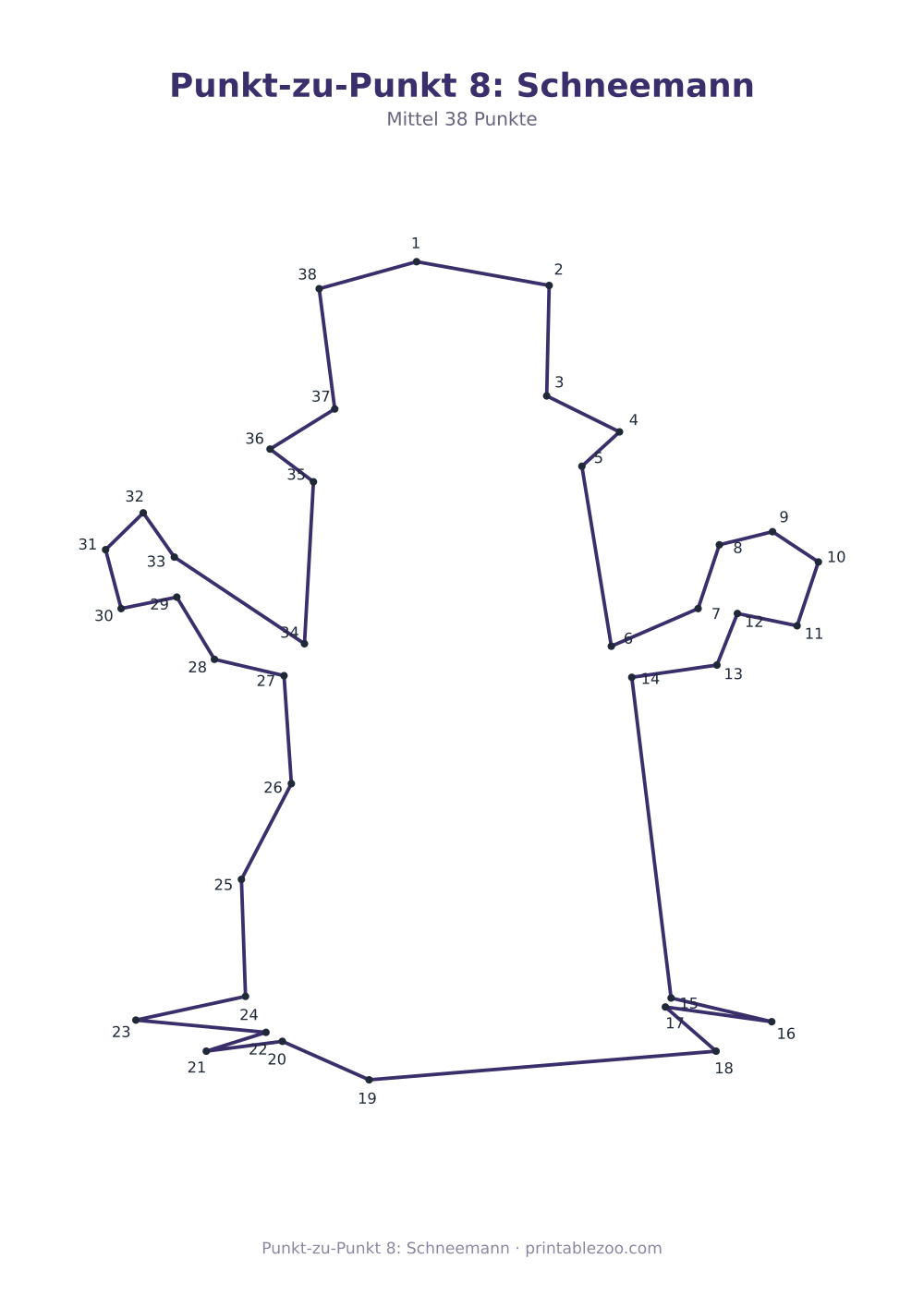 Punkt-zu-Punkt 8: Schneemann als druckfertige Vorschau, Katalognummer 272202 Rätsel Nr. 272202.