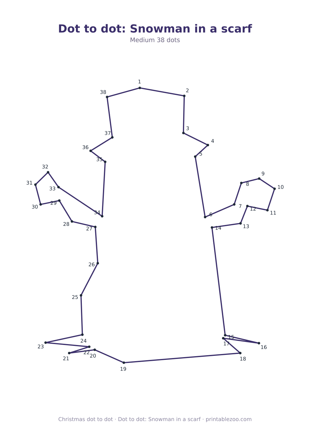 Dot to dot: Snowman in a scarf