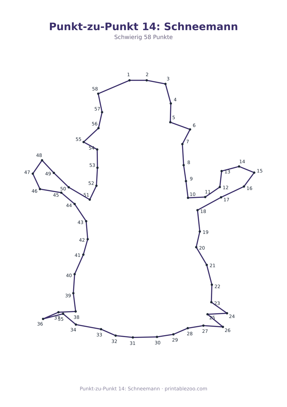 Punkt-zu-Punkt 14: Schneemann als druckfertige Vorschau, Katalognummer 272302 Rätsel Nr. 272302.