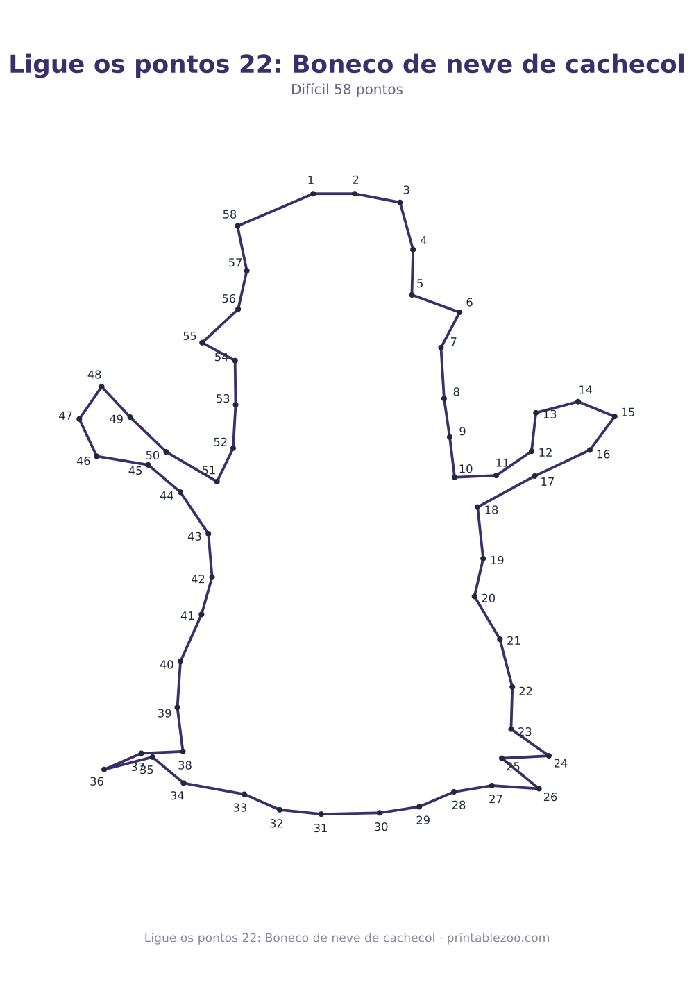 Prévia pronta para imprimir: Ligue os pontos 22: Boneco de neve de cachecol, catálogo nº 272302 Passatempo nº 272302.