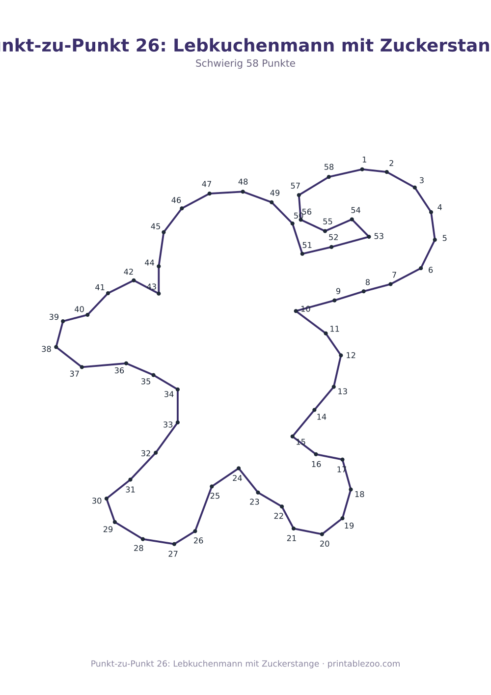 Punkt-zu-Punkt 26: Lebkuchenmann mit Zuckerstange als druckfertige Vorschau, Katalognummer 272306 Rätsel Nr. 272306.