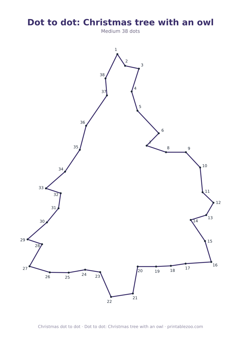 Dot to dot: Christmas tree with an owl