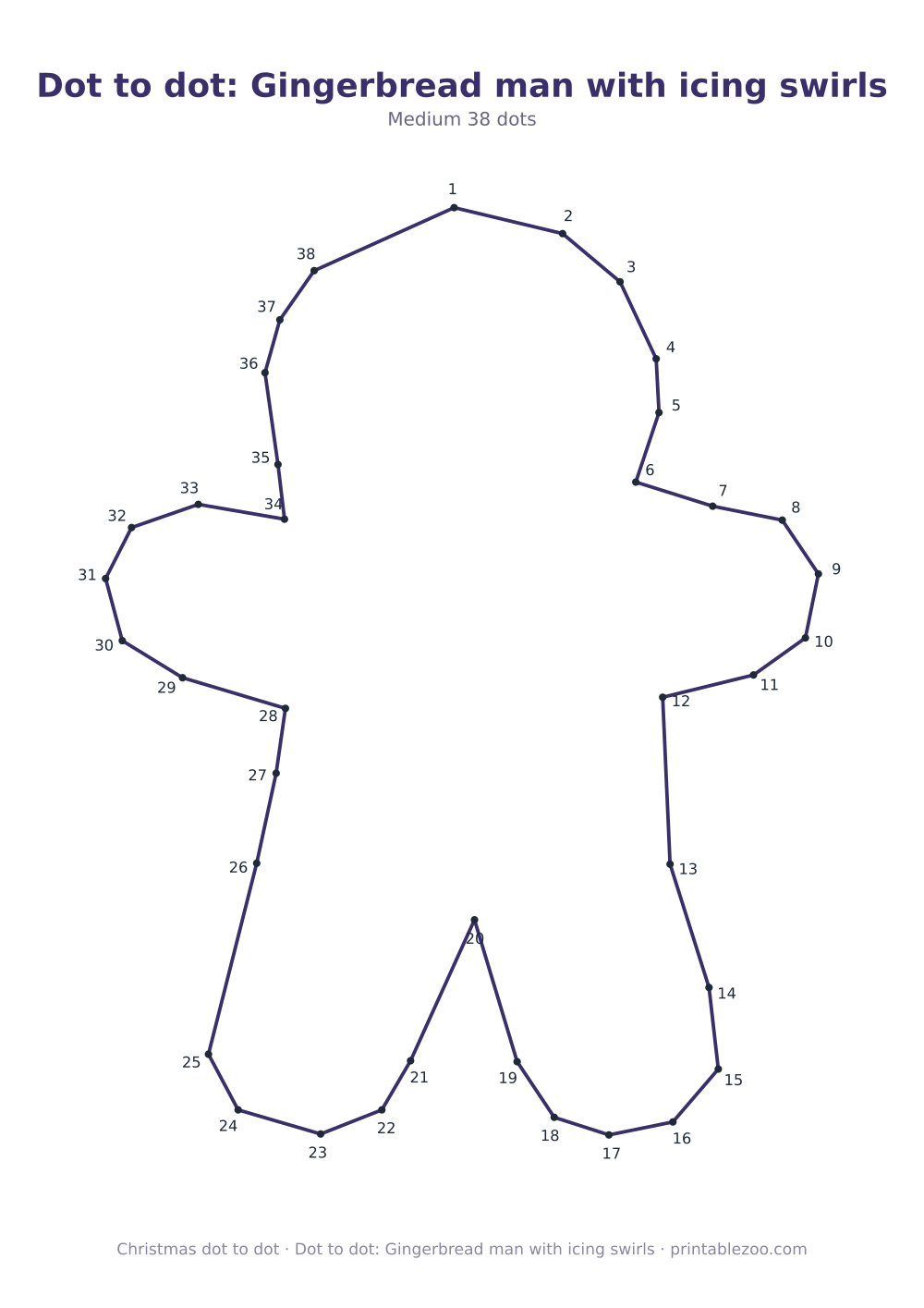 Dot to dot: Gingerbread man with icing swirls