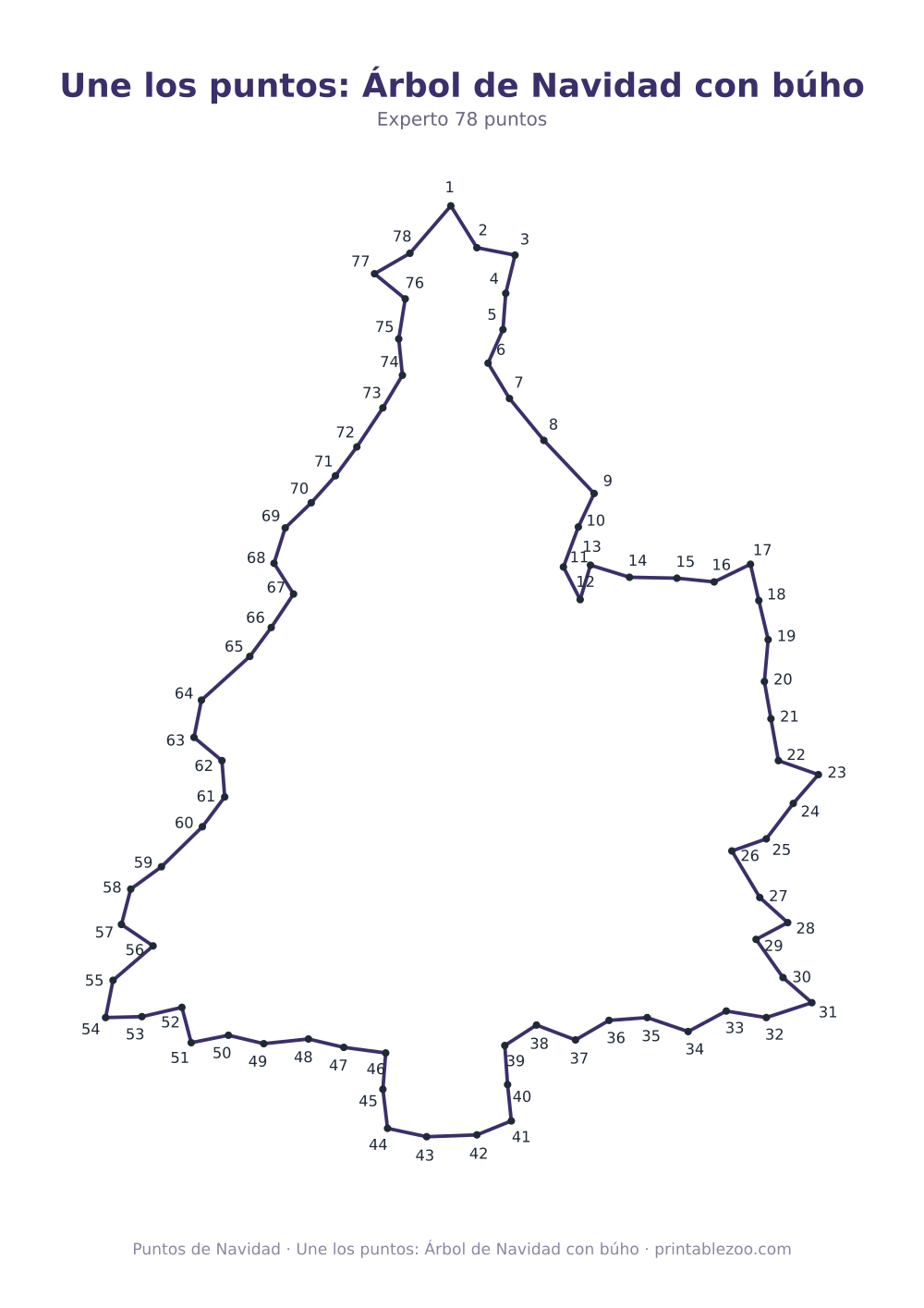 Une los puntos: Árbol de Navidad con búho