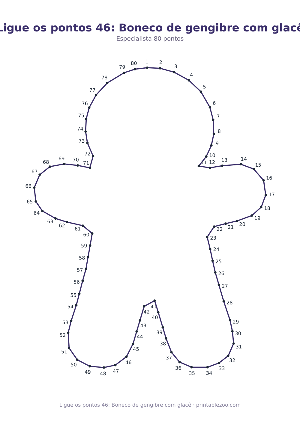 Prévia pronta para imprimir: Ligue os pontos 46: Boneco de gengibre com glacê, catálogo nº 165404 Passatempo nº 165404.