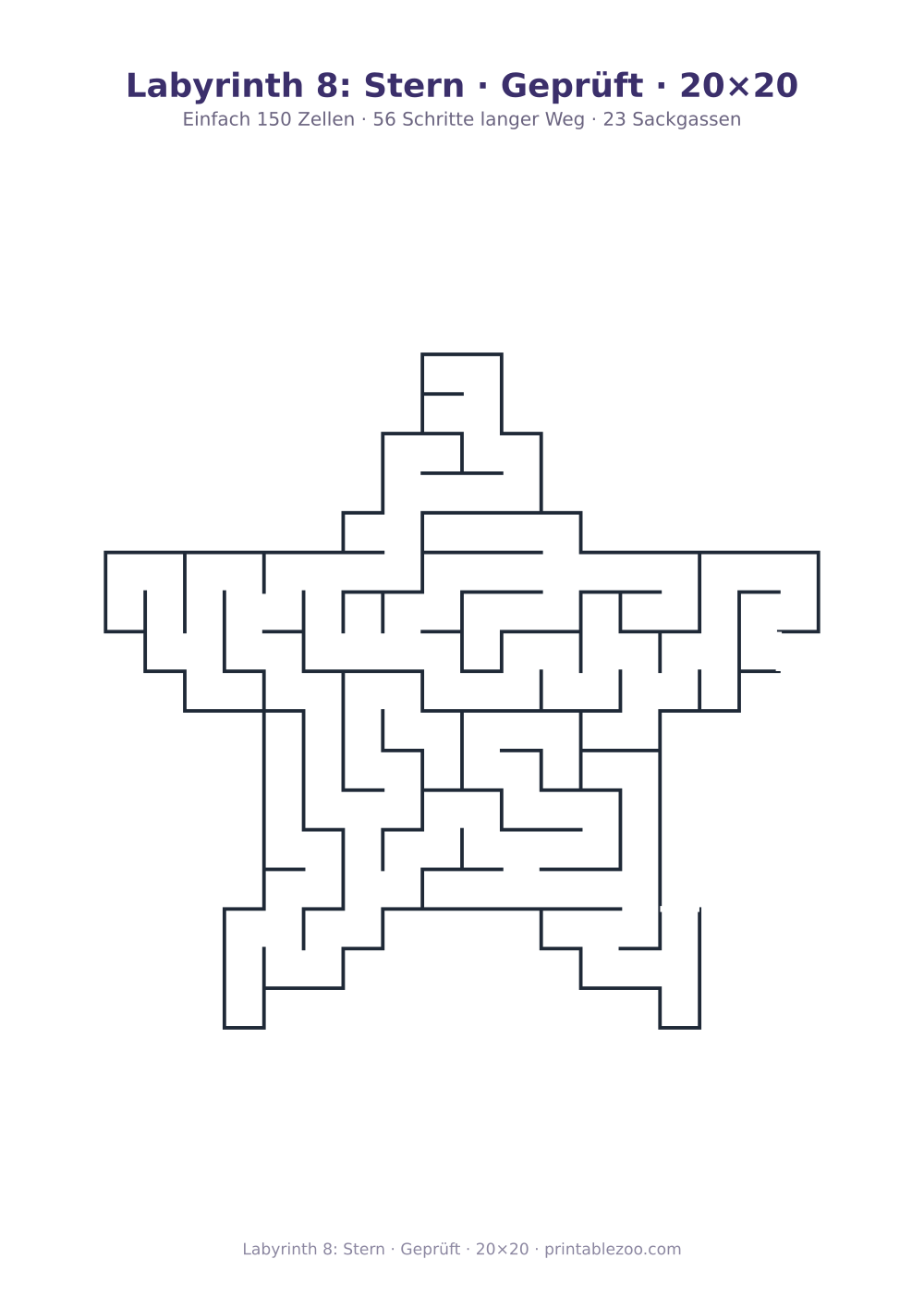 Labyrinth 8: Stern · Geprüft · 20×20 als druckfertige Vorschau, Katalognummer 157201
