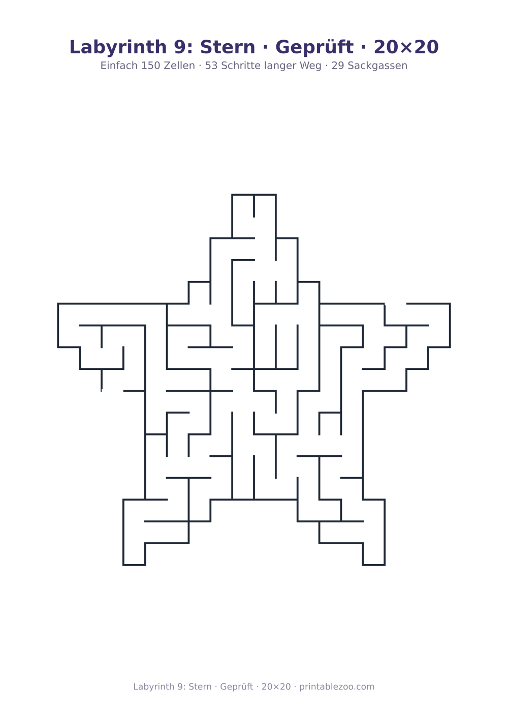 Labyrinth 9: Stern · Geprüft · 20×20 als druckfertige Vorschau, Katalognummer 157202