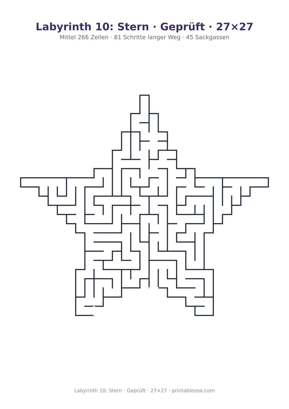 Labyrinth 10: Stern · Geprüft · 27×27 als druckfertige Vorschau, Katalognummer 157211