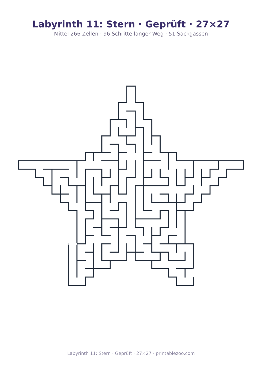 Labyrinth 11: Stern · Geprüft · 27×27 als druckfertige Vorschau, Katalognummer 157212