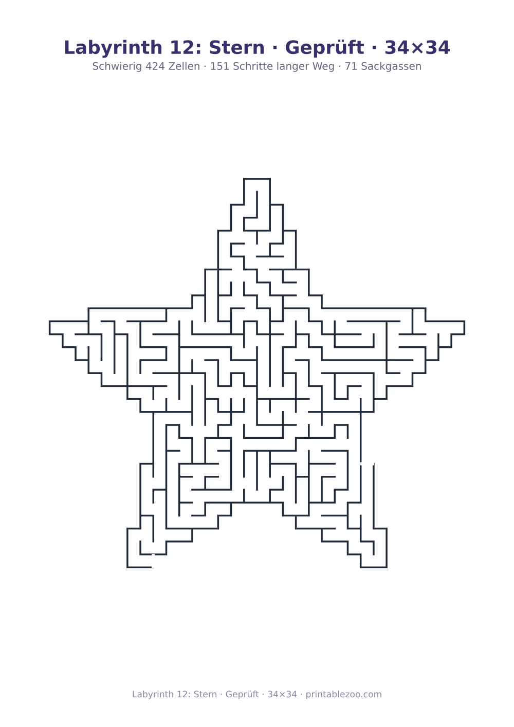 Labyrinth 12: Stern · Geprüft · 34×34 als druckfertige Vorschau, Katalognummer 157221