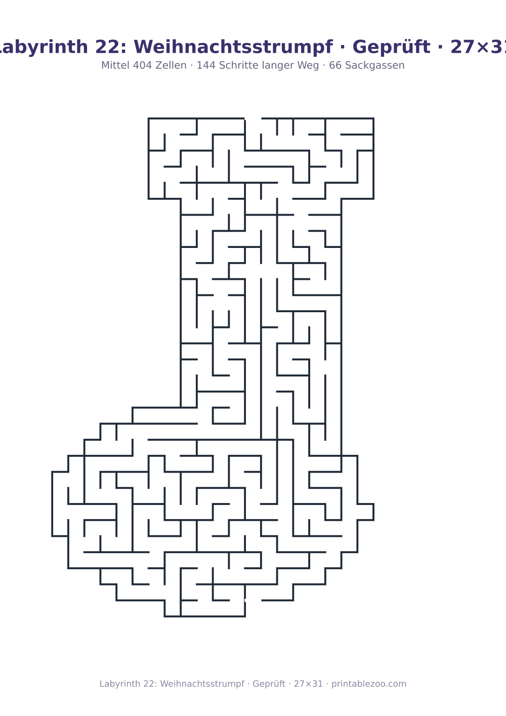 Labyrinth 22: Weihnachtsstrumpf · Geprüft · 27×31 als druckfertige Vorschau, Katalognummer 157411