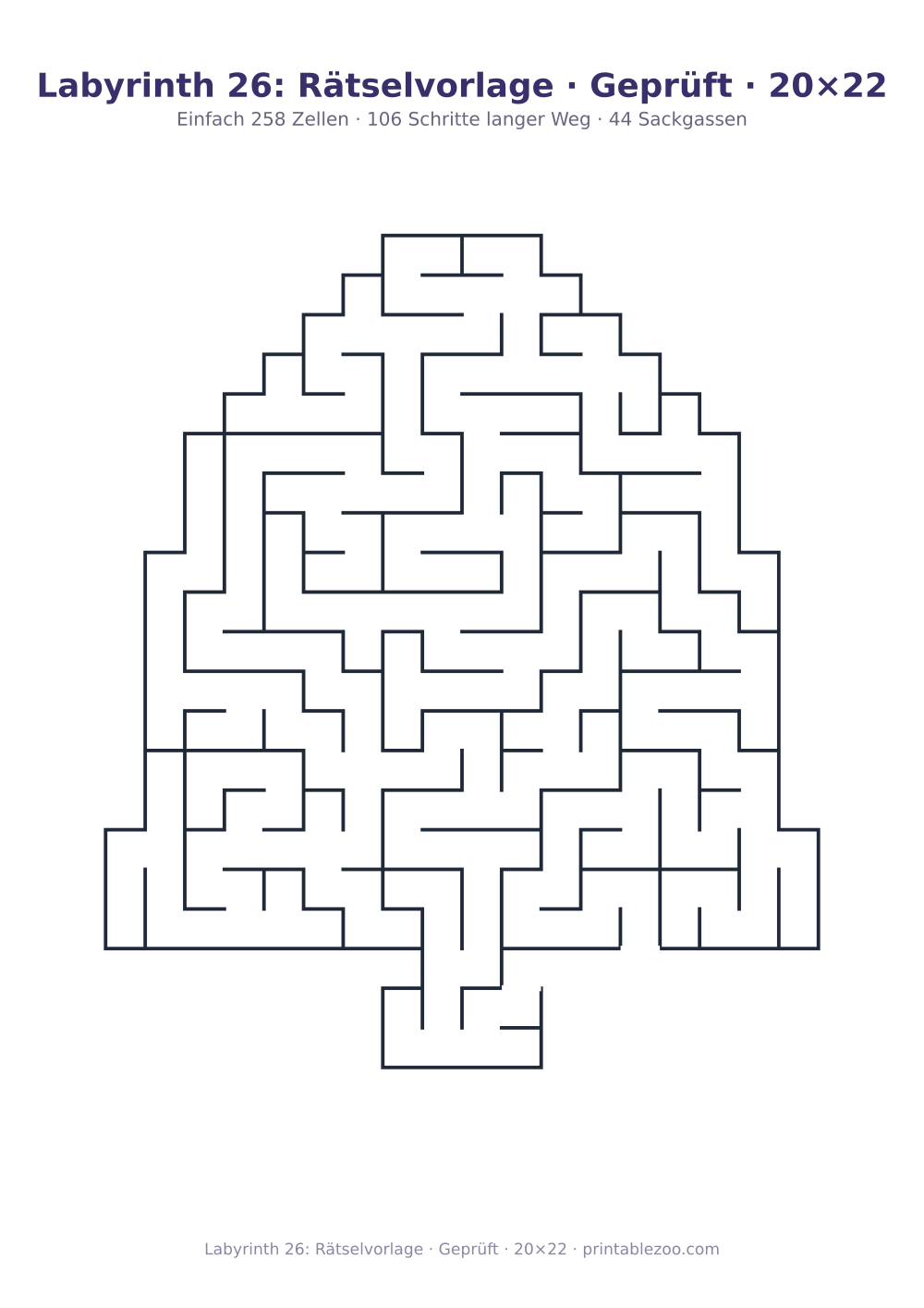 Labyrinth 26: Rätselvorlage · Geprüft · 20×22 als druckfertige Vorschau, Katalognummer 157501