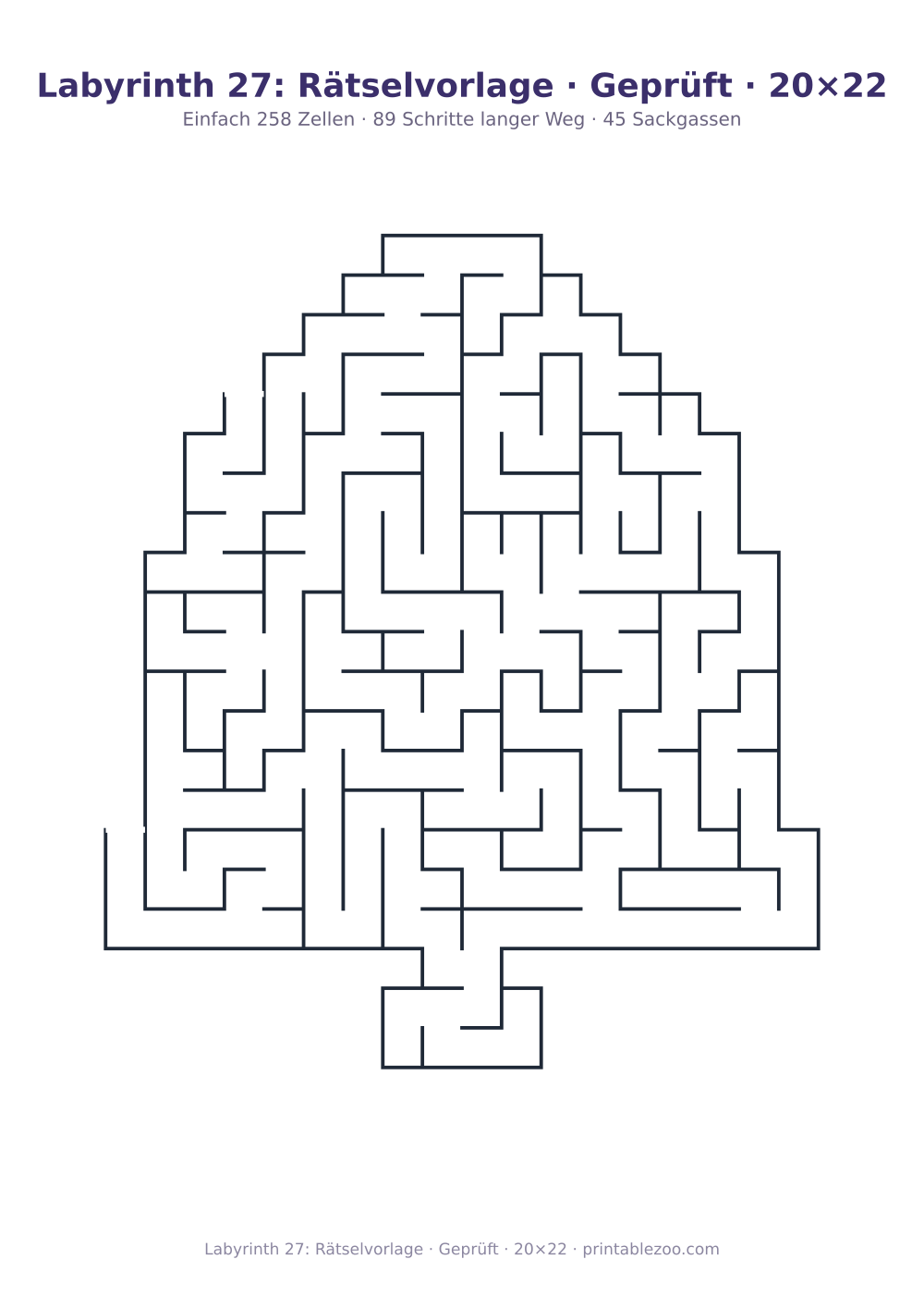 Labyrinth 27: Rätselvorlage · Geprüft · 20×22 als druckfertige Vorschau, Katalognummer 157502