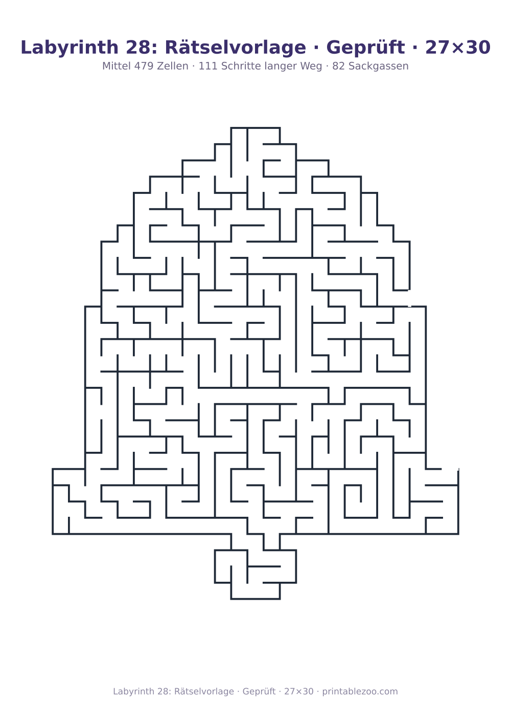 Labyrinth 28: Rätselvorlage · Geprüft · 27×30 als druckfertige Vorschau, Katalognummer 157511