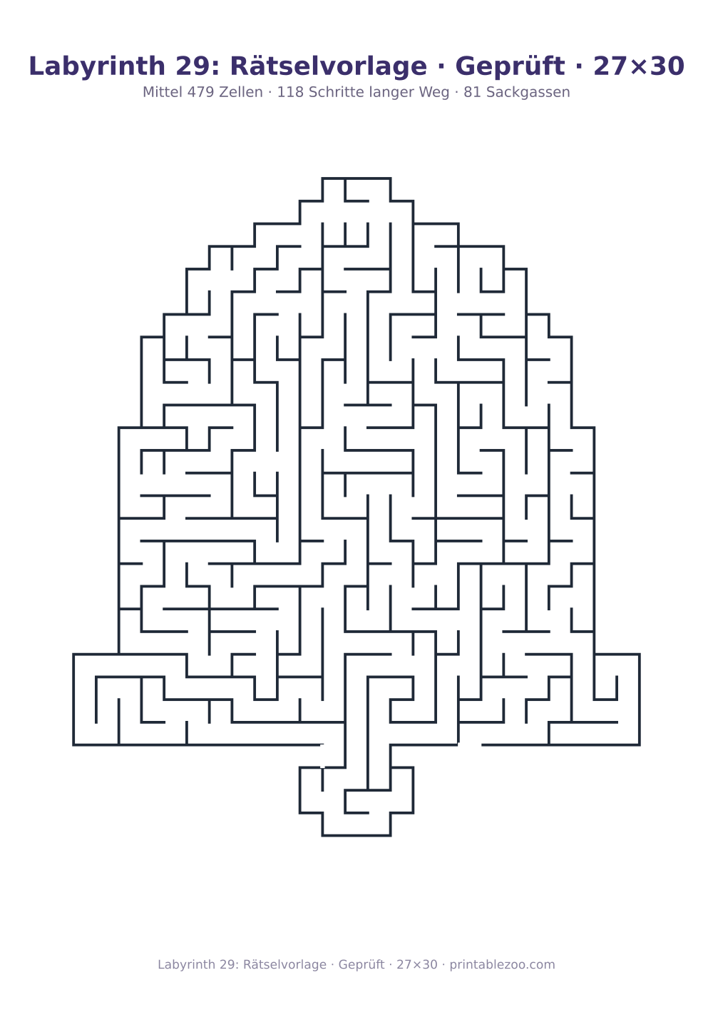 Labyrinth 29: Rätselvorlage · Geprüft · 27×30 als druckfertige Vorschau, Katalognummer 157512