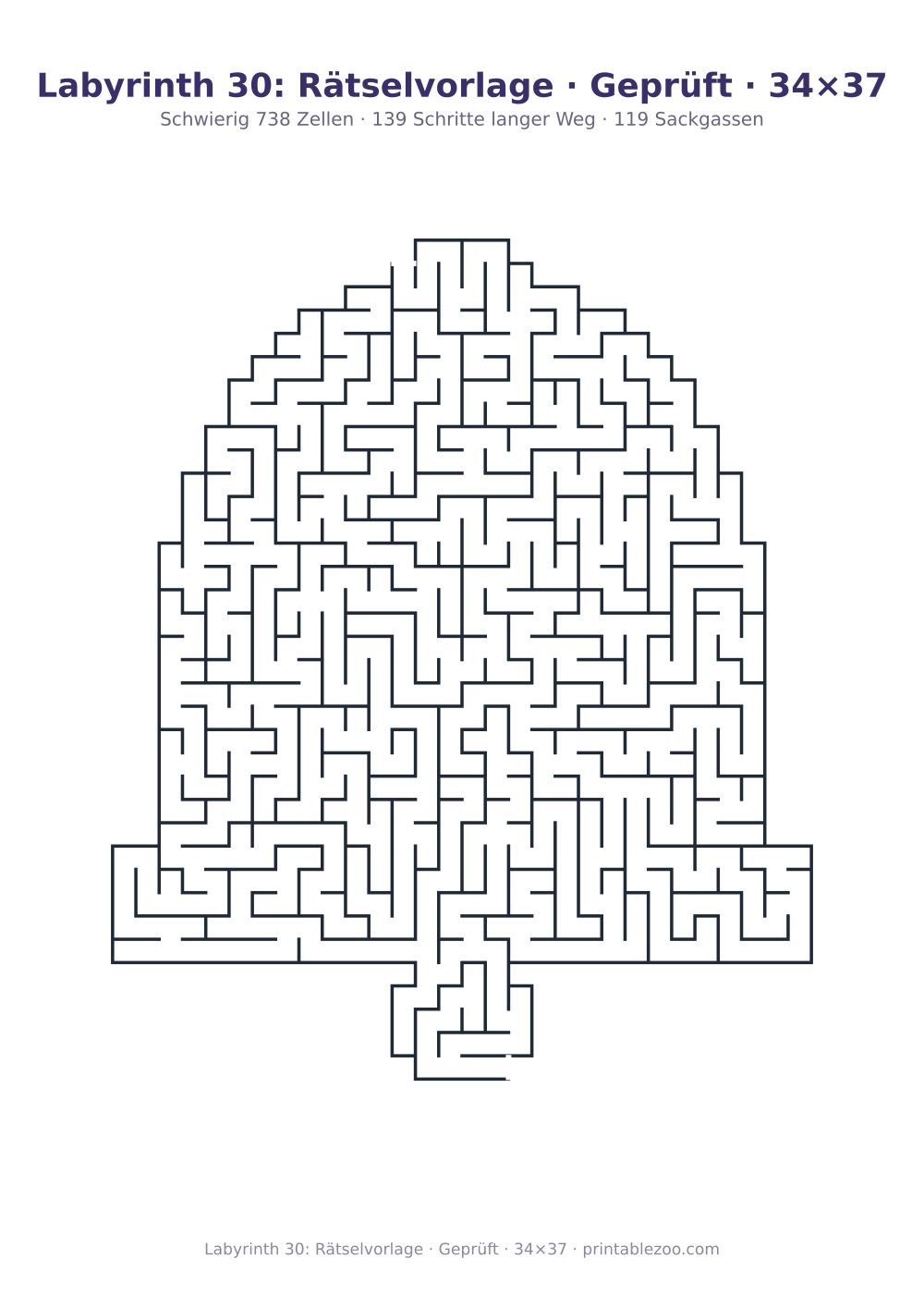 Labyrinth 30: Rätselvorlage · Geprüft · 34×37 als druckfertige Vorschau, Katalognummer 157521