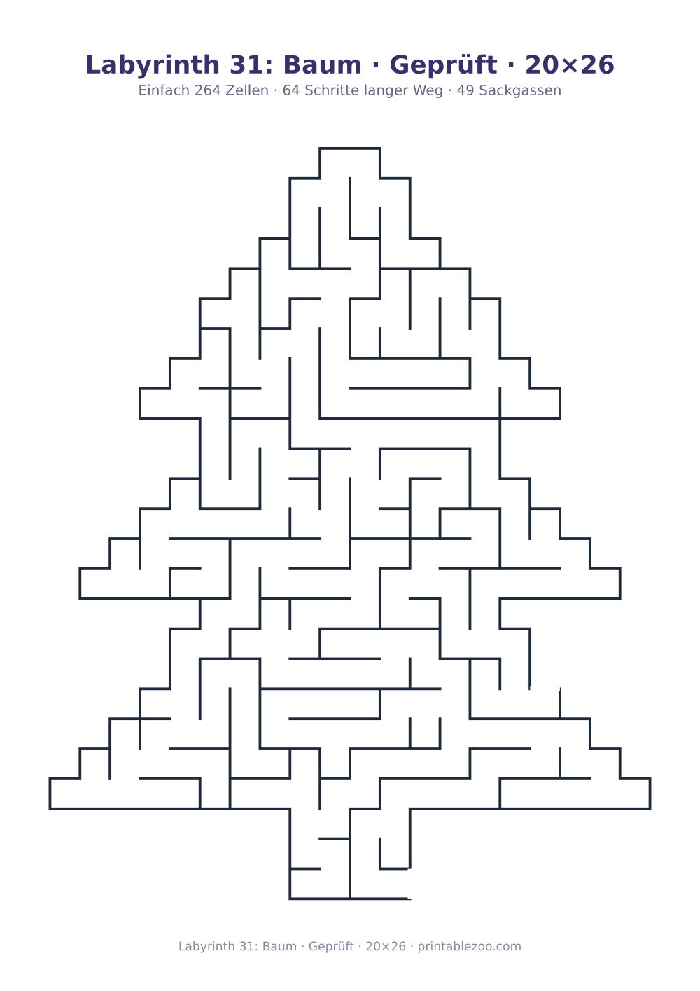 Labyrinth 31: Baum · Geprüft · 20×26 als druckfertige Vorschau, Katalognummer 164101 Rätsel Nr. 164101.