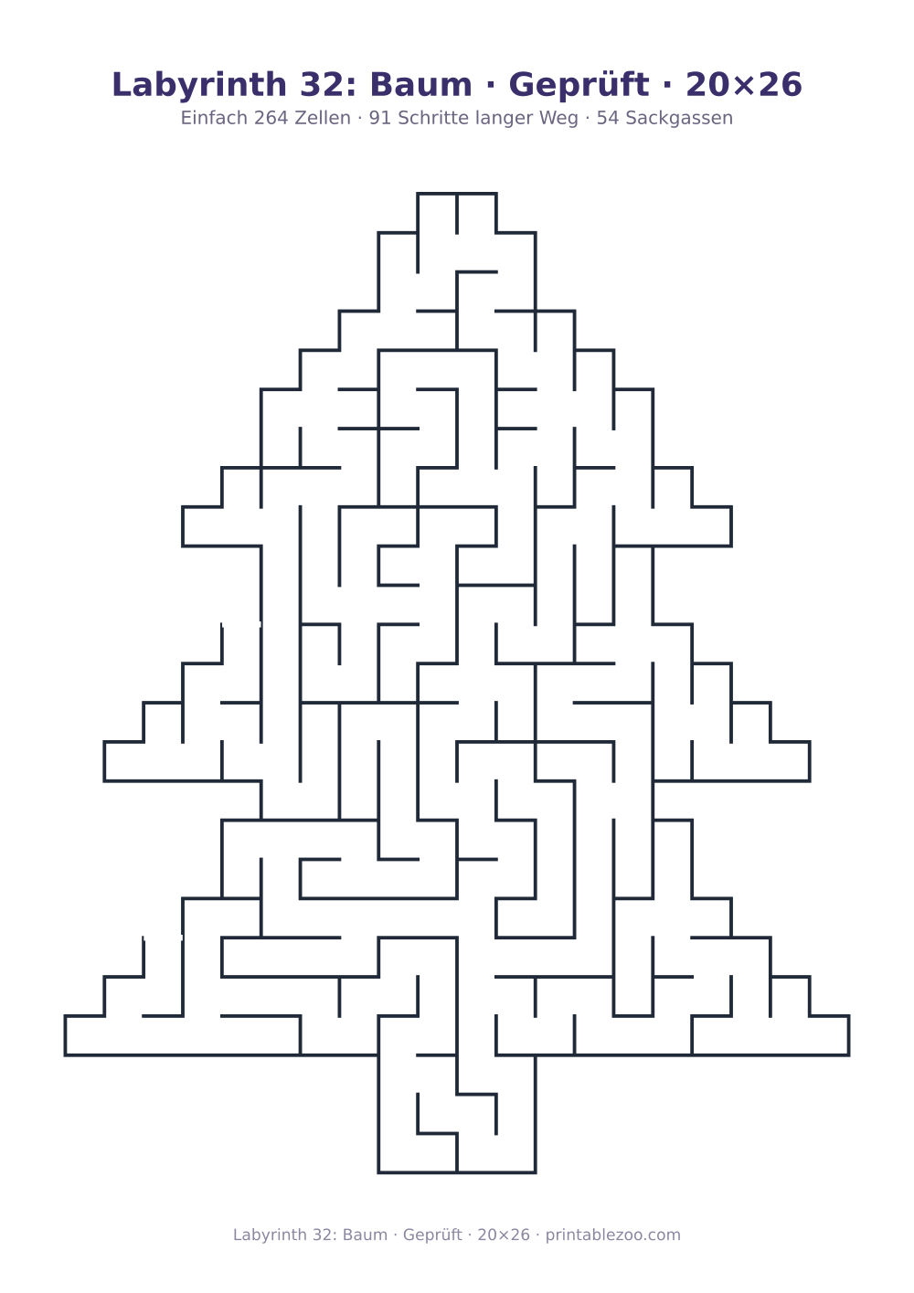 Labyrinth 32: Baum · Geprüft · 20×26 als druckfertige Vorschau, Katalognummer 164102 Rätsel Nr. 164102.