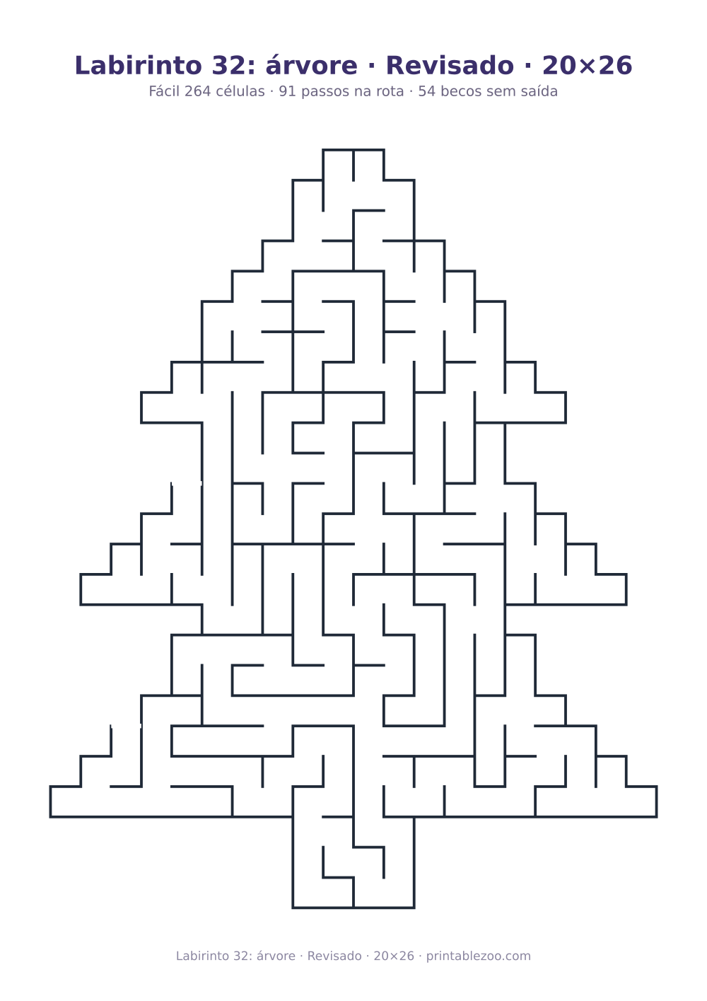 Prévia pronta para imprimir: Labirinto 32: árvore · Revisado · 20×26, catálogo nº 164102 Passatempo nº 164102.