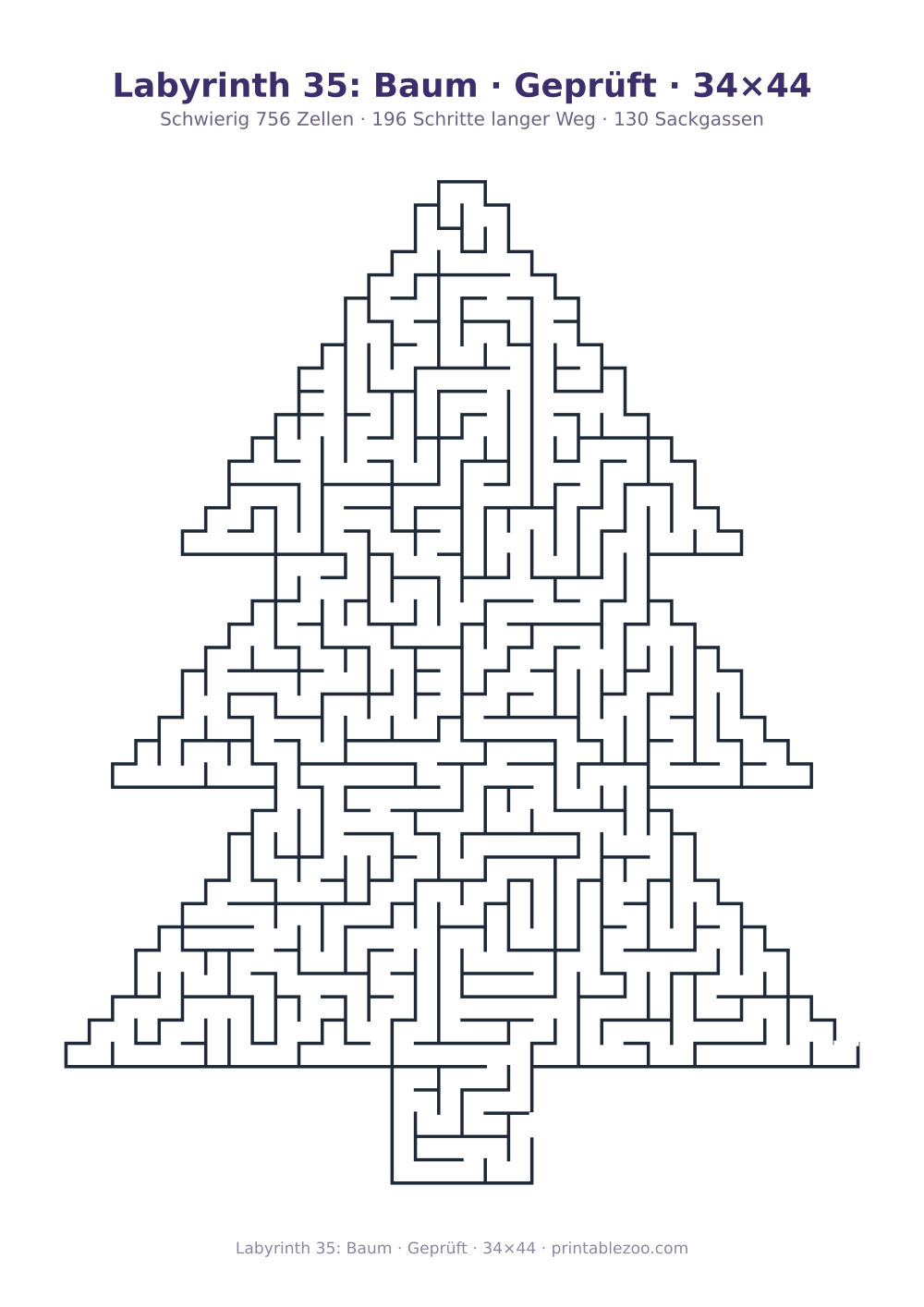 Labyrinth 35: Baum · Geprüft · 34×44 als druckfertige Vorschau, Katalognummer 164121 Rätsel Nr. 164121.
