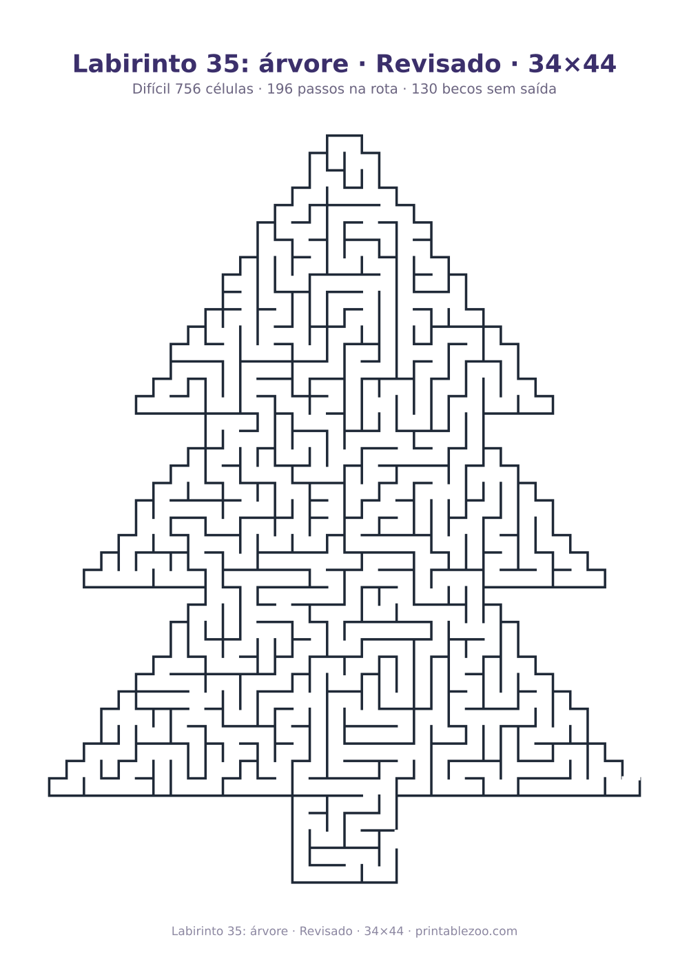 Prévia pronta para imprimir: Labirinto 35: árvore · Revisado · 34×44, catálogo nº 164121 Passatempo nº 164121.