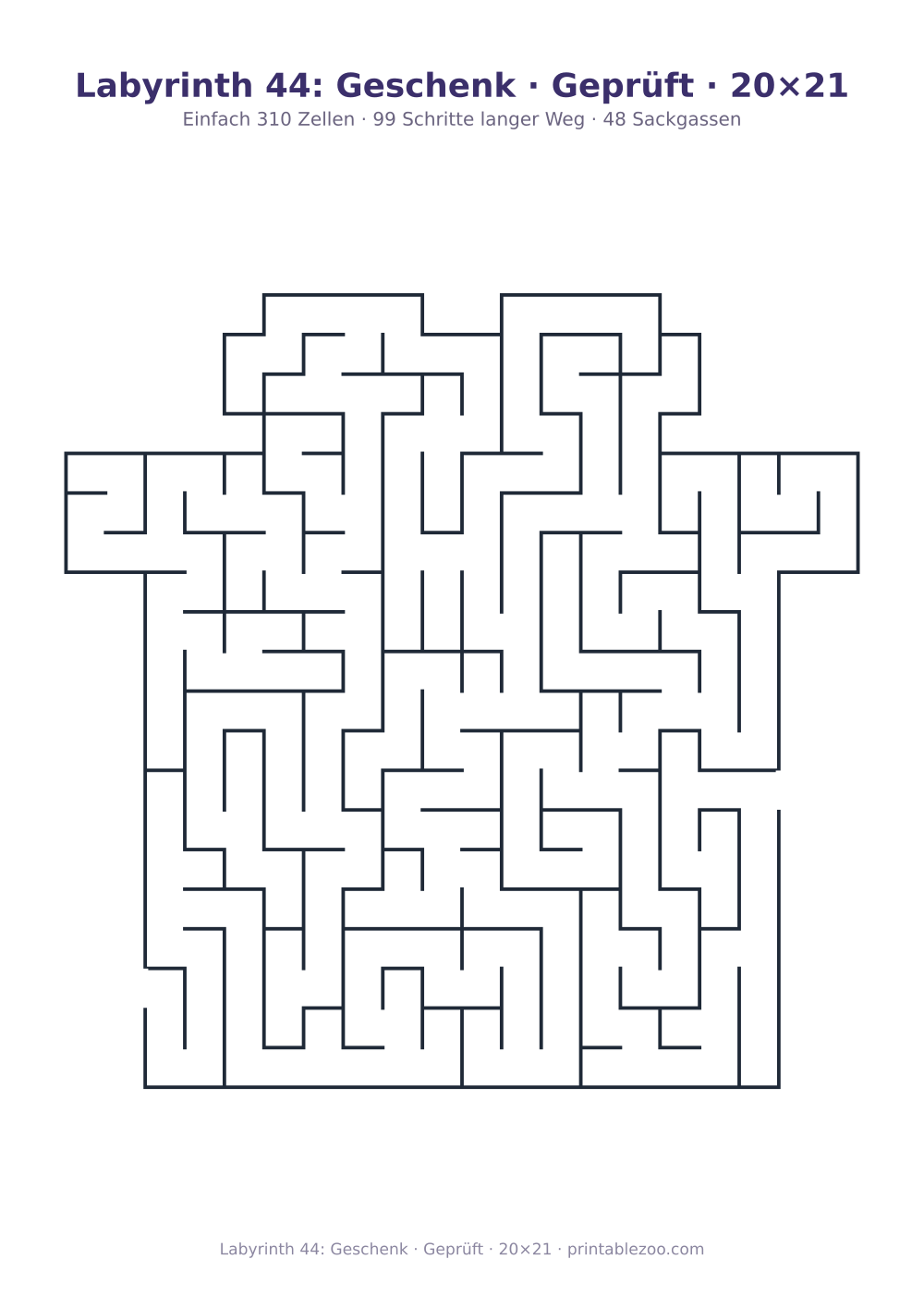 Labyrinth 44: Geschenk · Geprüft · 20×21 als druckfertige Vorschau, Katalognummer 164302 Rätsel Nr. 164302.